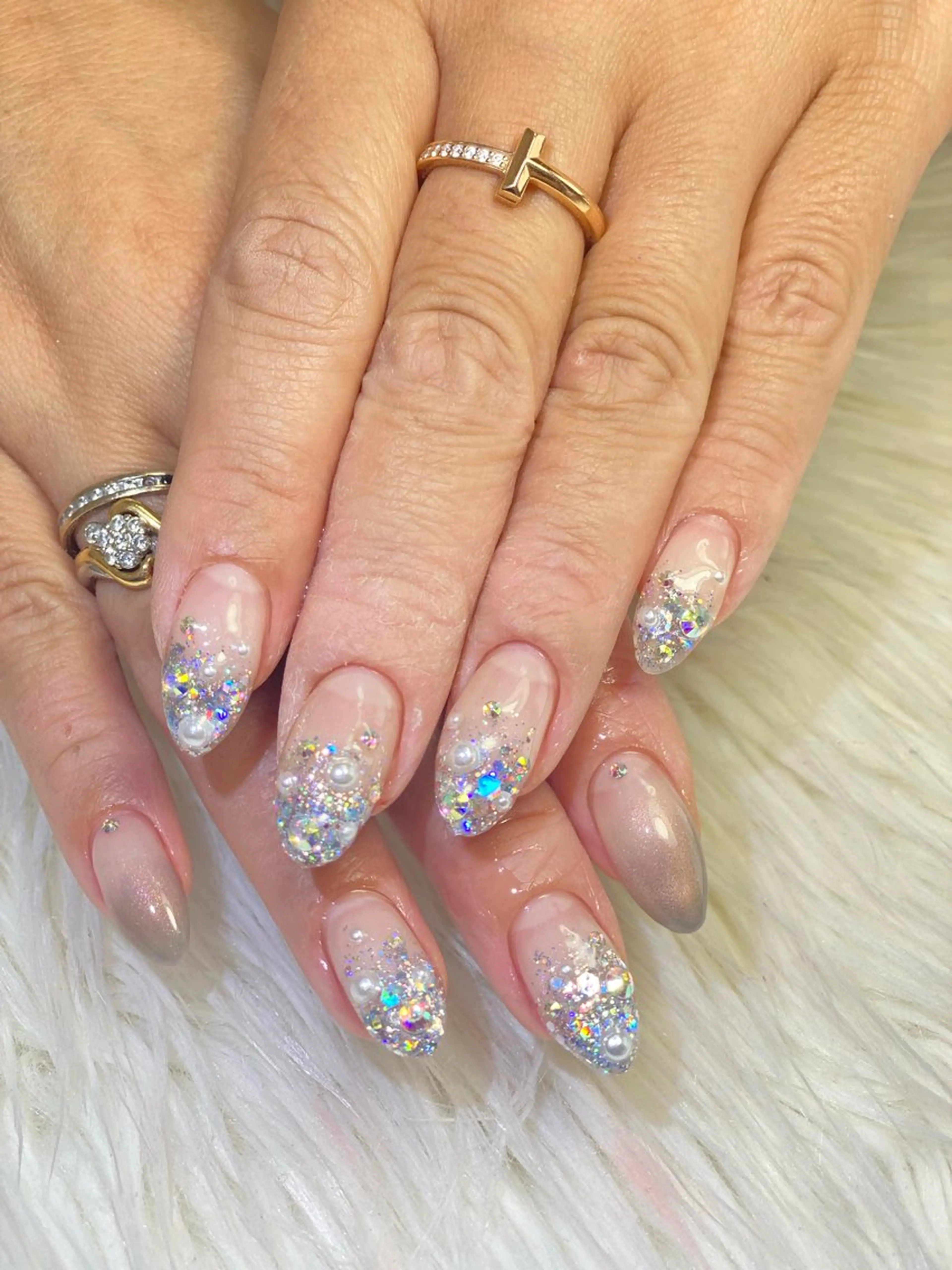 ネイル グラデーション ストーンネイル Esthetic Will所属・will 有希のネイルデザイン