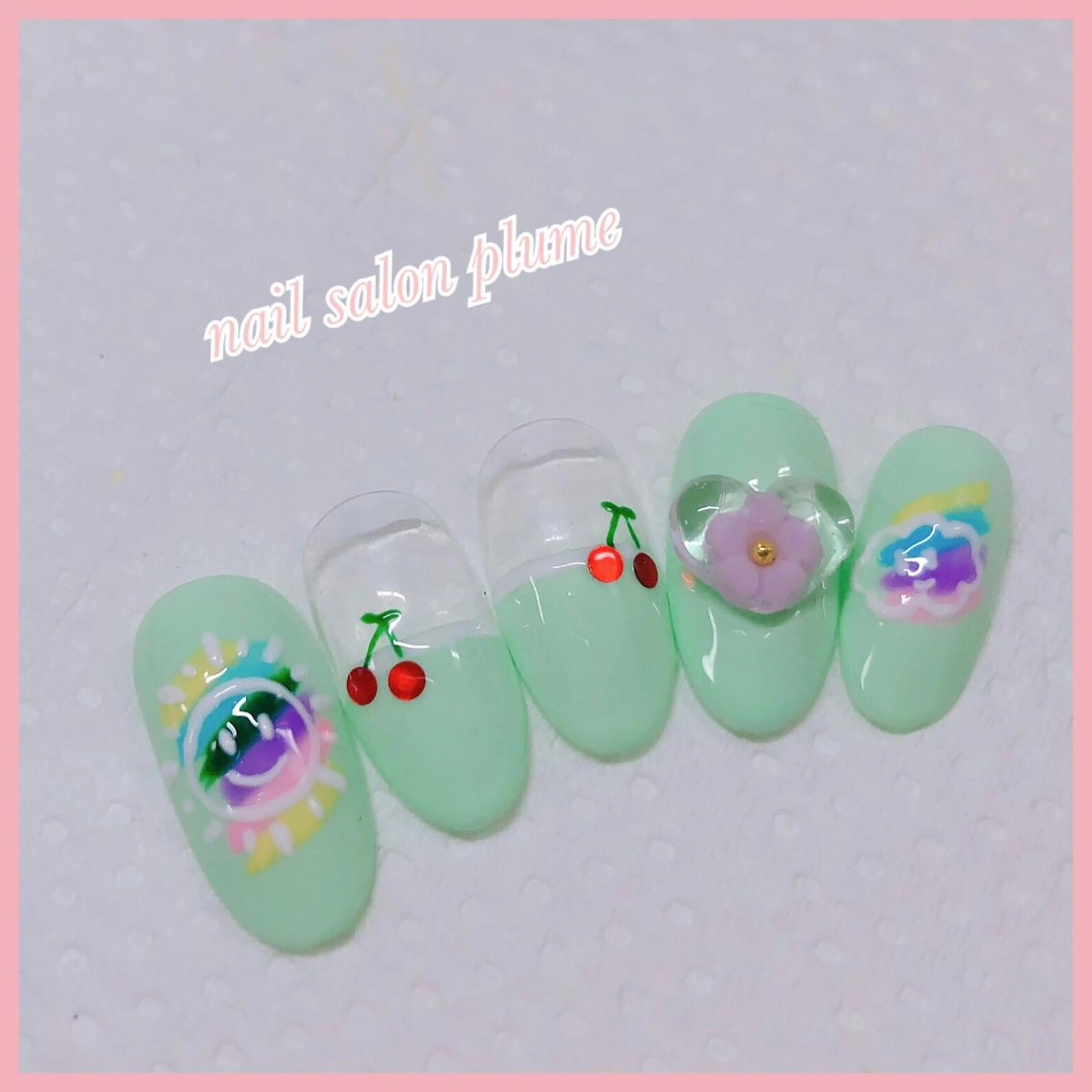 ネイル アートネイル フラワーネイル フレンチネイル ハート キラキラネイル ハンドネイル plume nail ☆韓国ネイルのネイルデザイン