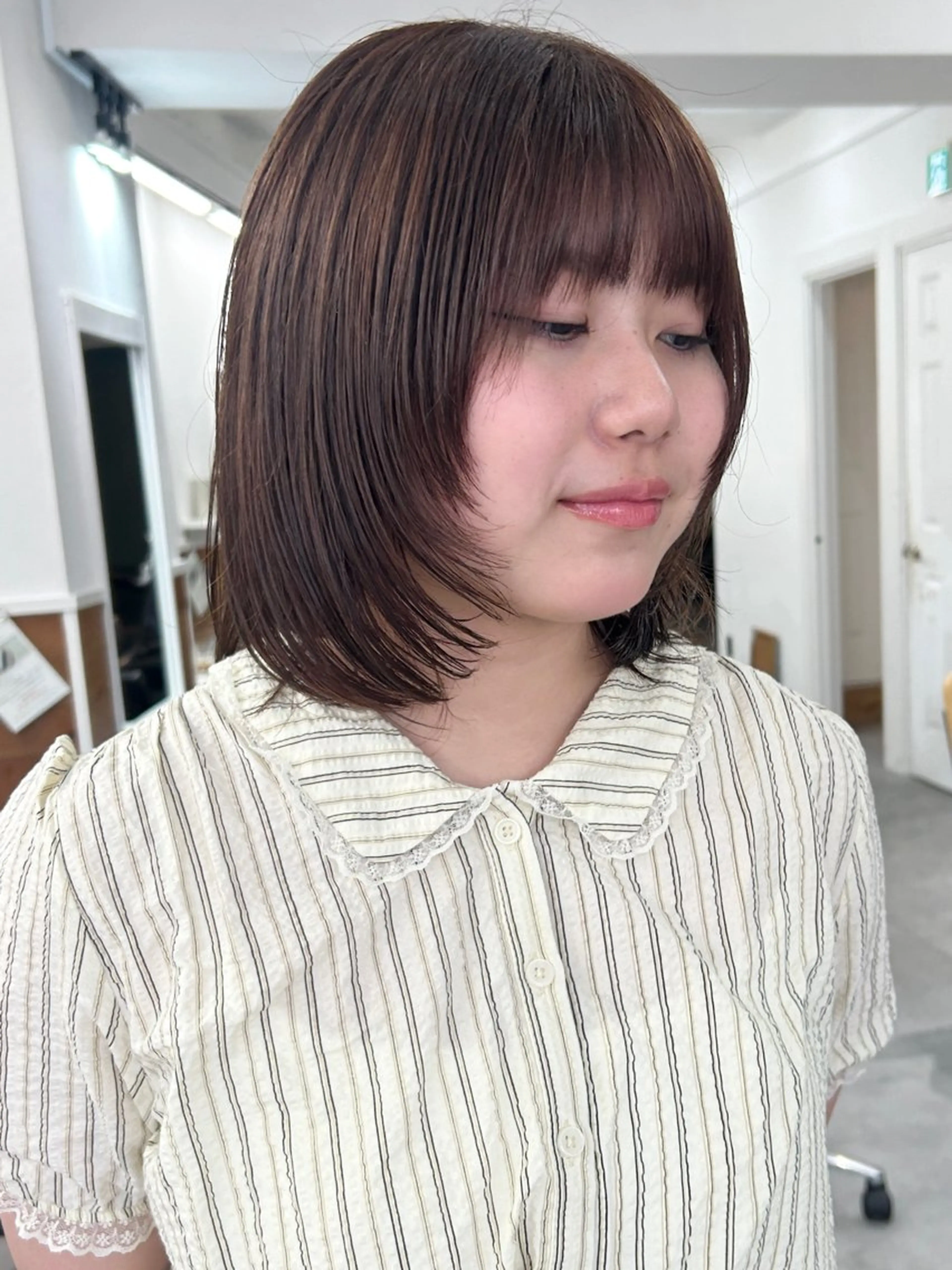 ミディアム カラー カット ヘアカラー トリートメント ボブ/透明感カラー /サナ🌼のヘアスタイル