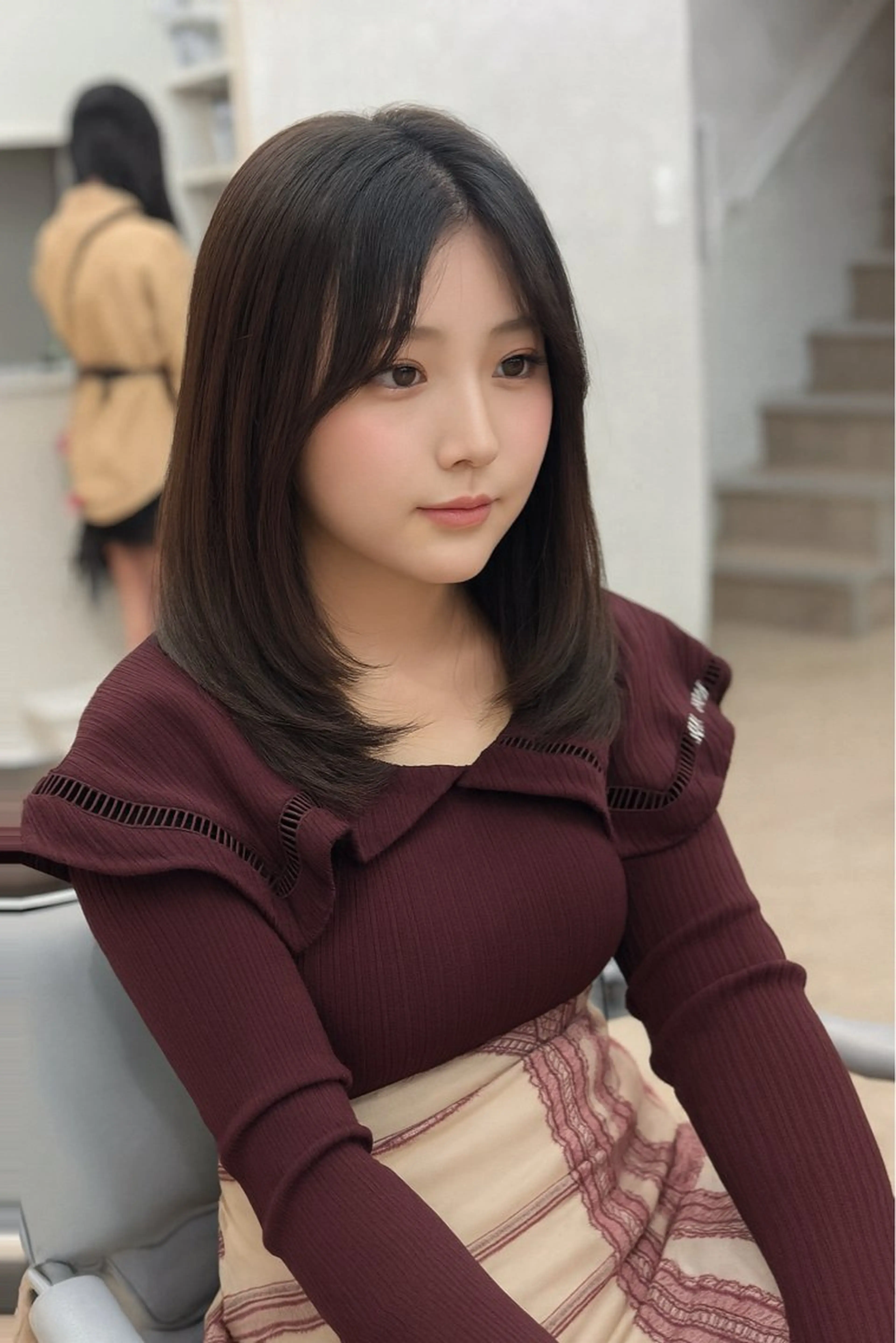 セミロング カット ヘアカラー ✨韓国ヘア✨ レイヤー✂️鎌倉楓麻のヘアスタイル