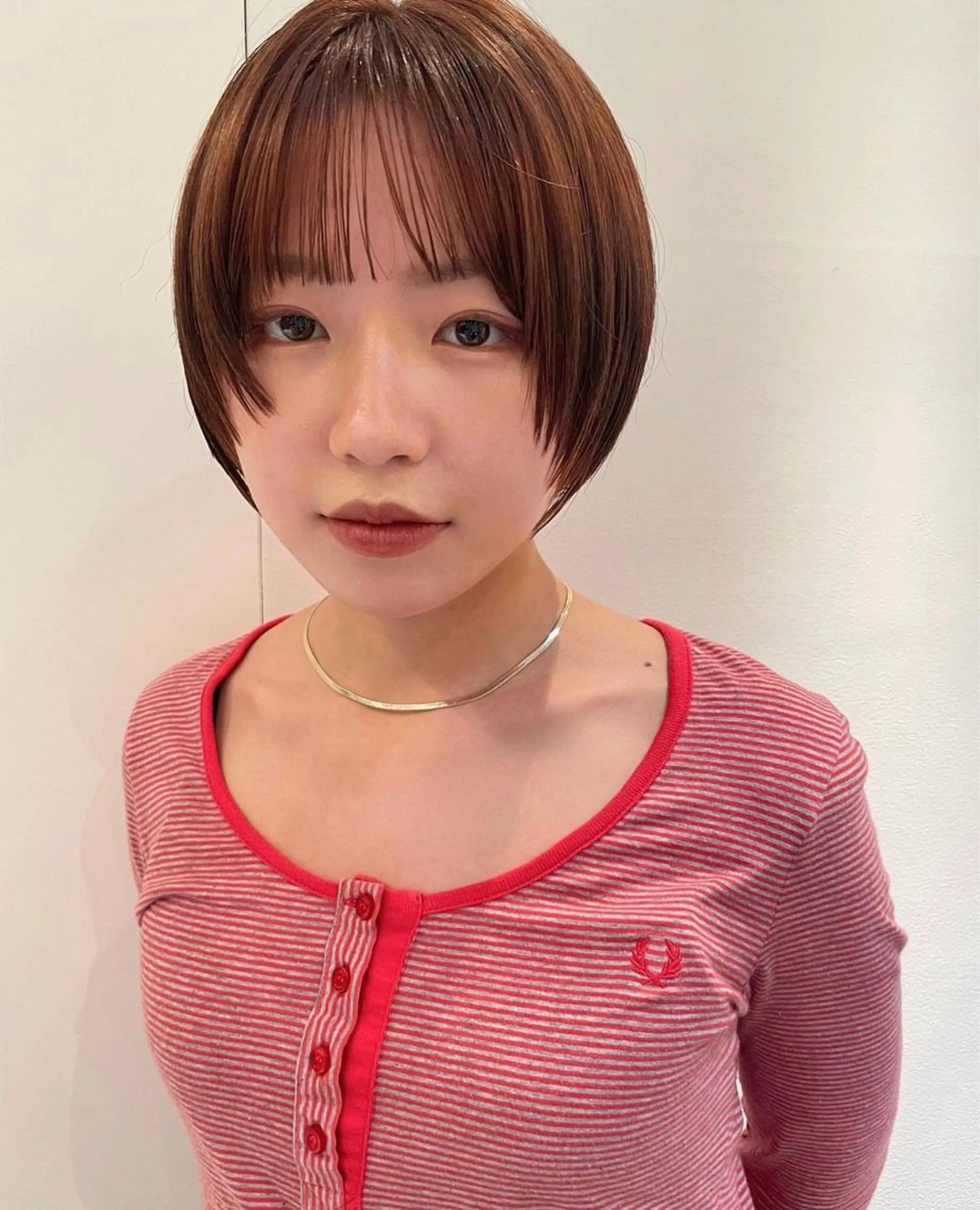 カラー ブラウンカラー オレンジ オレンジブラウン rizu ボブヘアのヘアスタイル