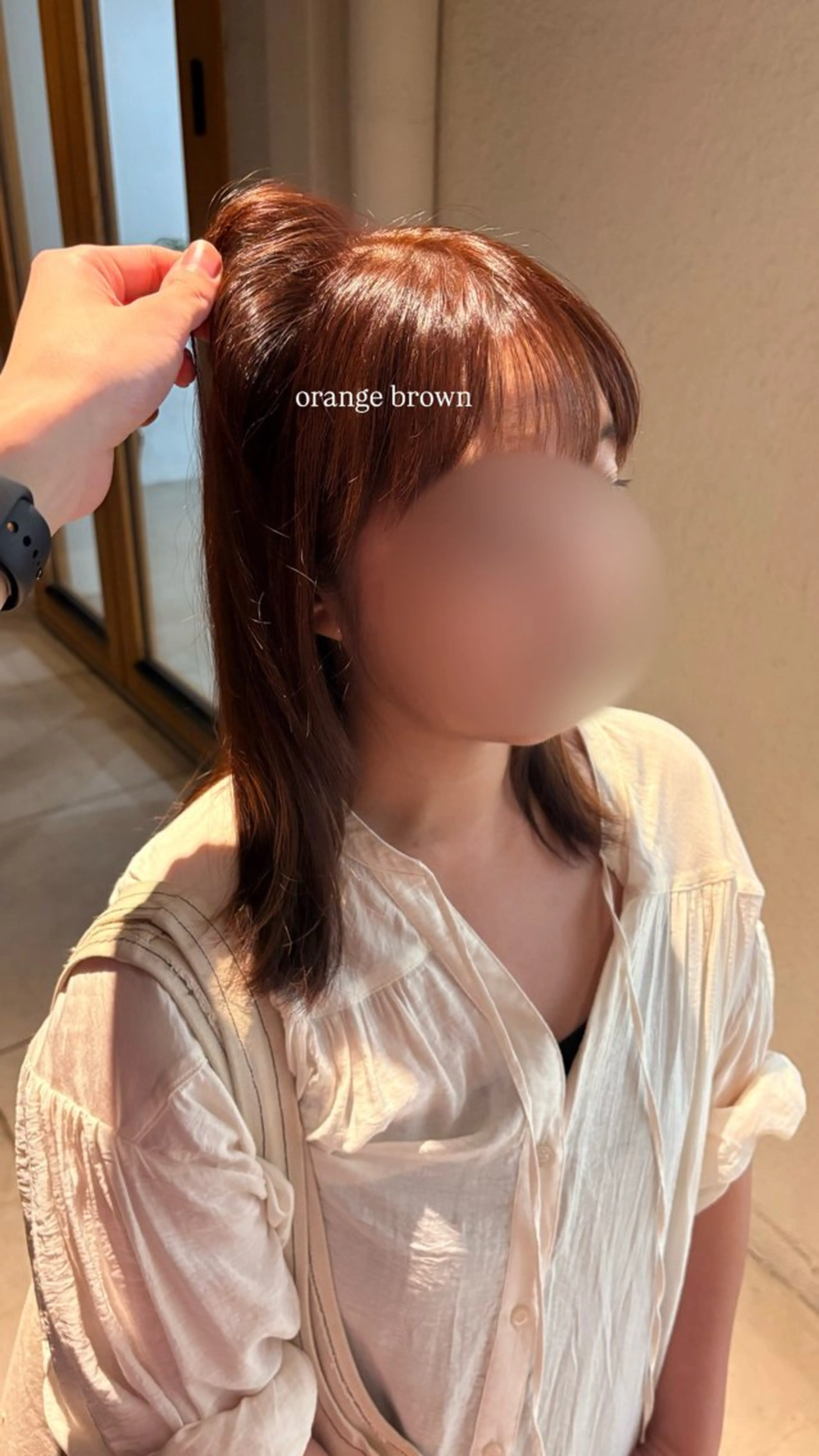 ミディアム カラー ブラウンカラー オレンジ オレンジブラウン ヘアカラー HOI所属・ むねはる  ︎︎のヘアスタイル