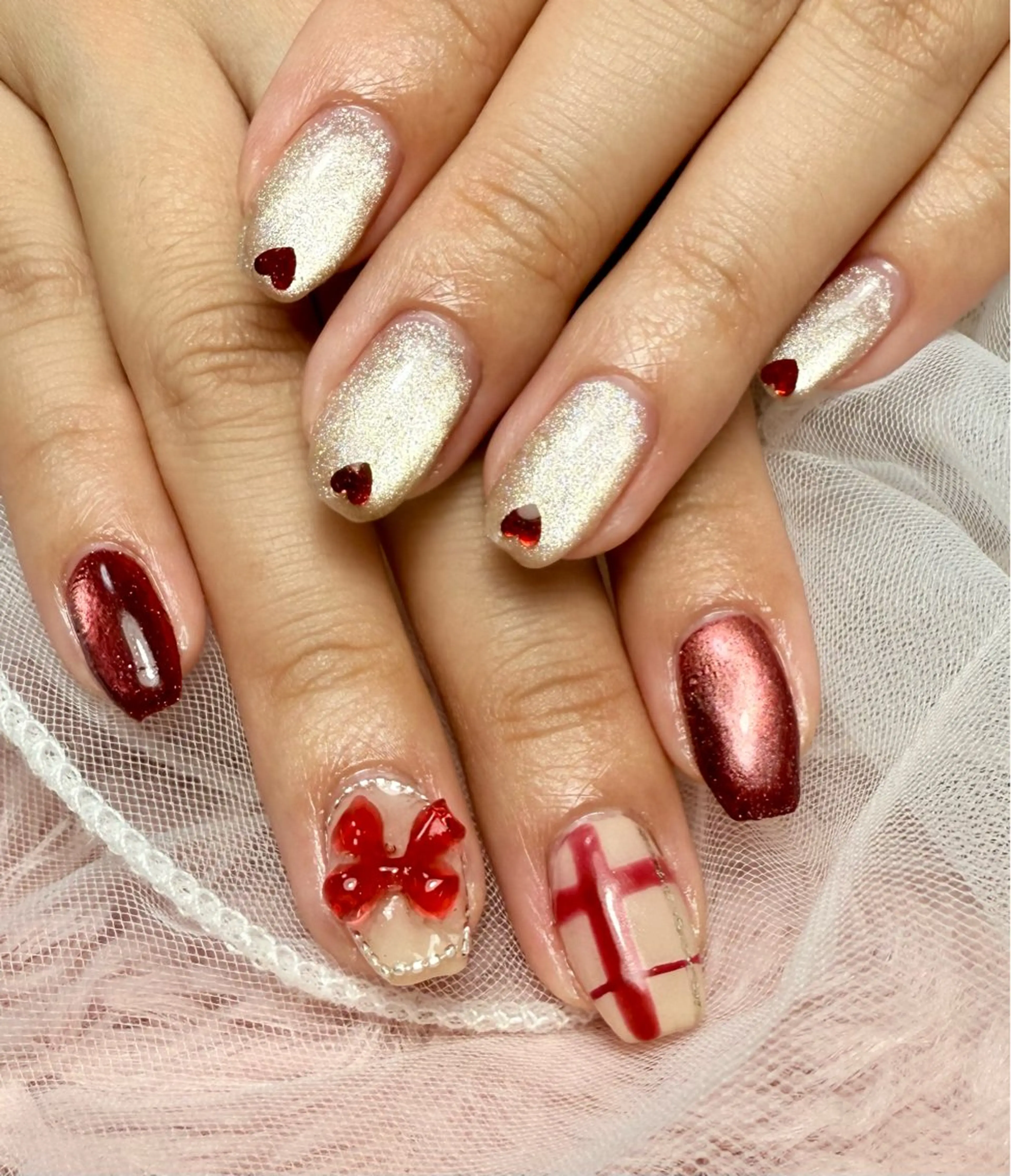 ネイル アートネイル チークネイル フラッシュネイル フラッシュマグ フレンチネイル M.N_ nailのネイルデザイン