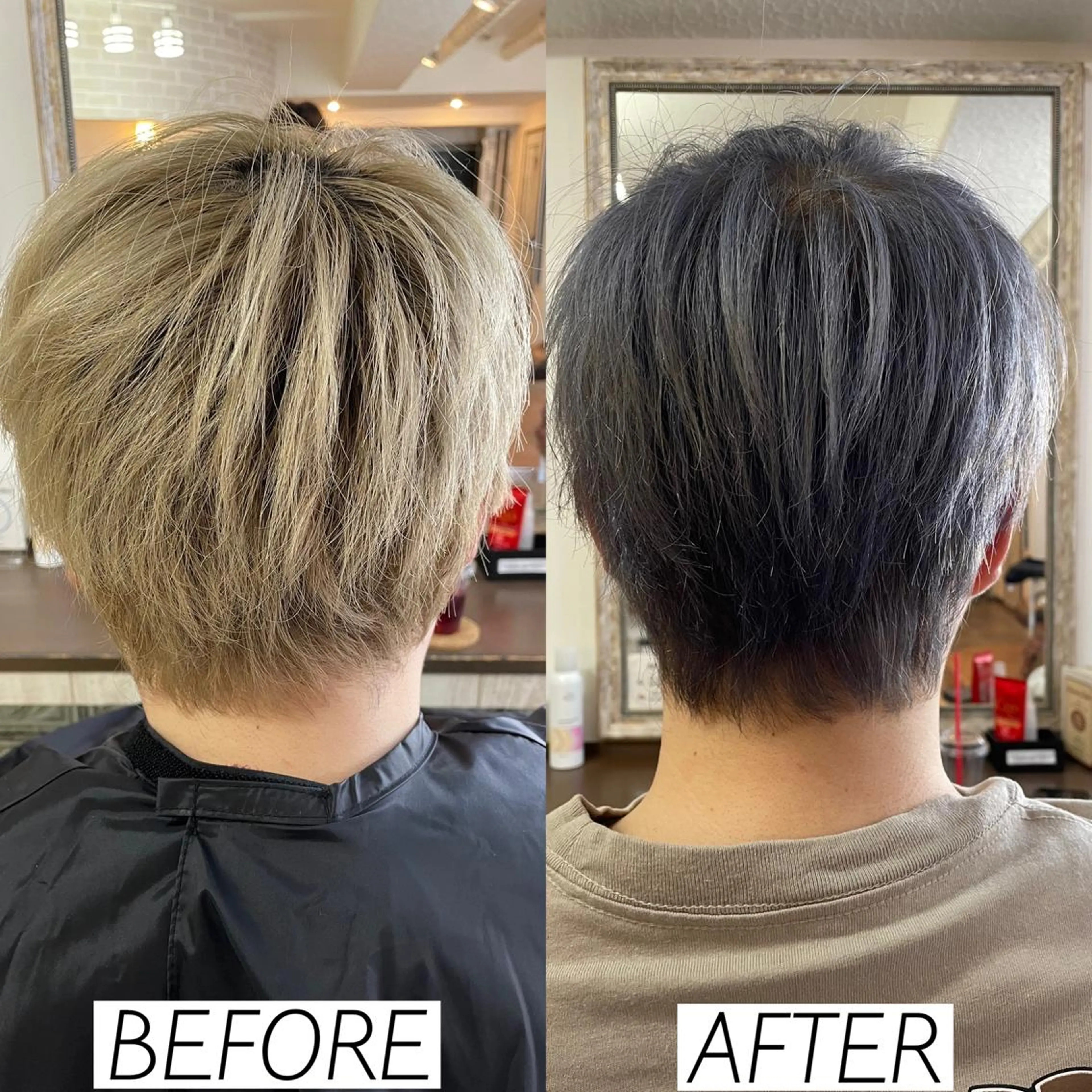 ショート カラー ブリーチ シルバー 森田 一平のヘアスタイル