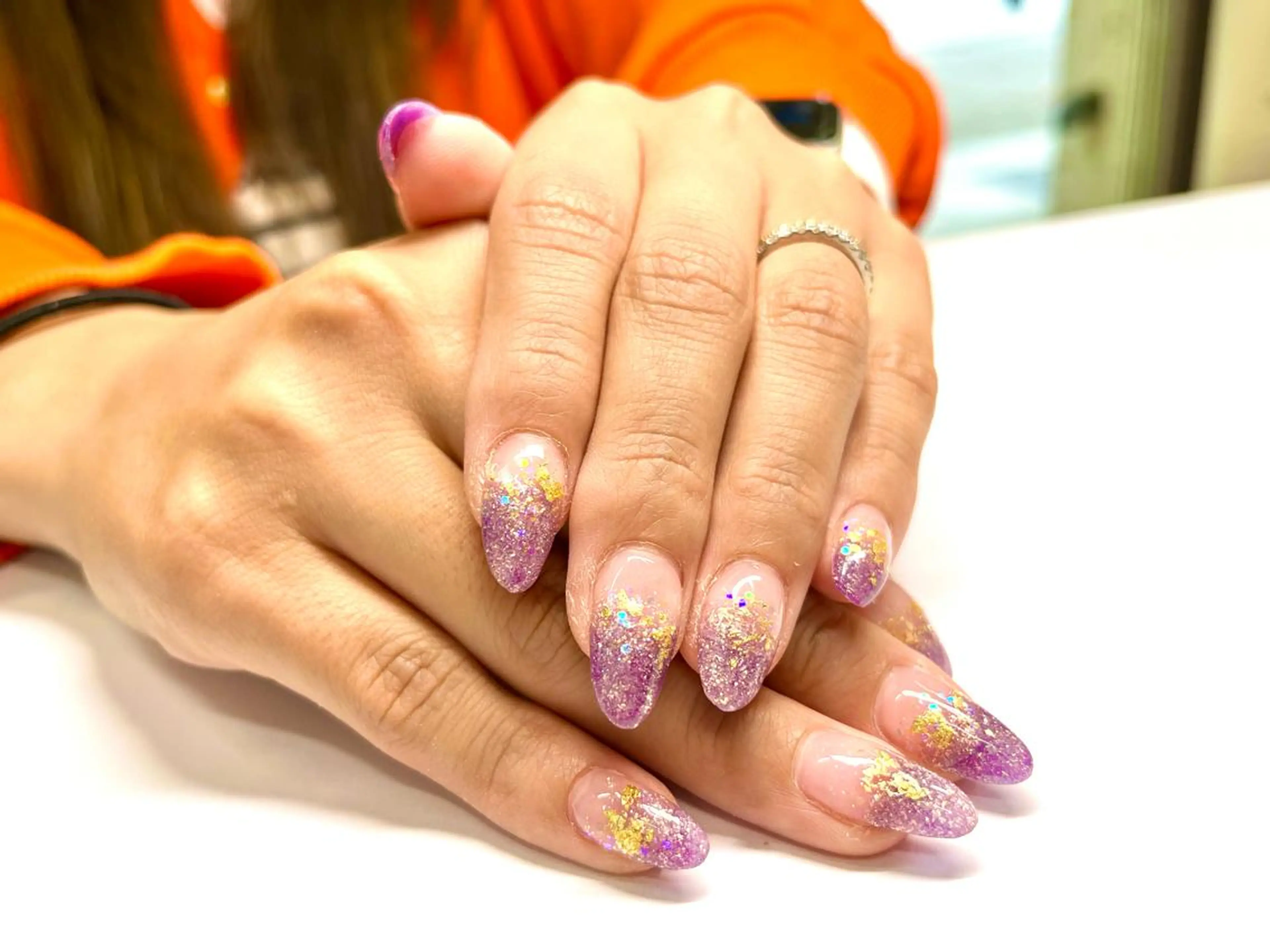 ロング ネイル グラデーション ラメ(グリッター) ラメグラデーション スカルプネイル RIONnail(リオンネイル)所属・RIONnail Yurikaのネイルデザイン