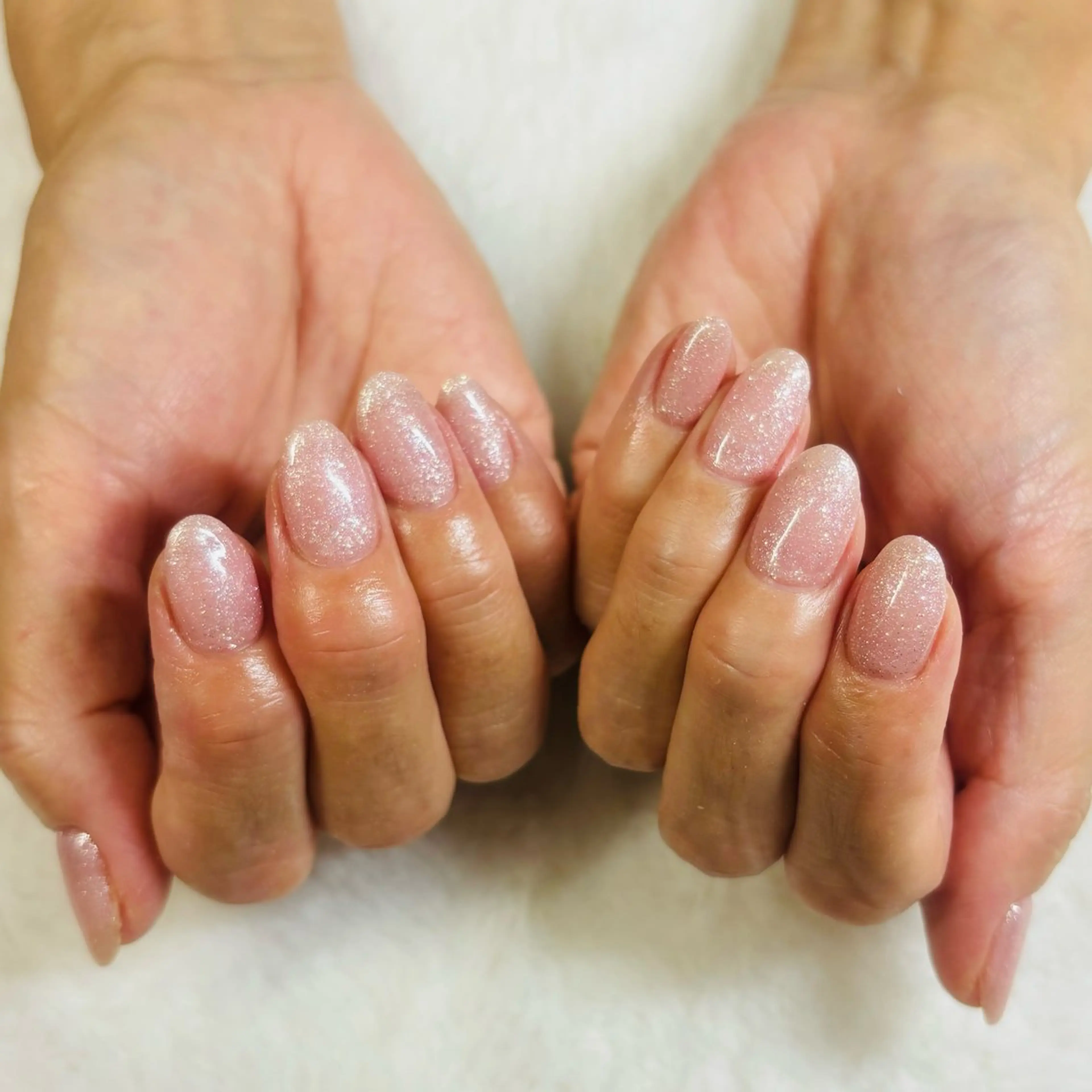 ネイル ラメ(グリッター) ワンカラーネイル ピンク AngelCoco Tabataのネイルデザイン