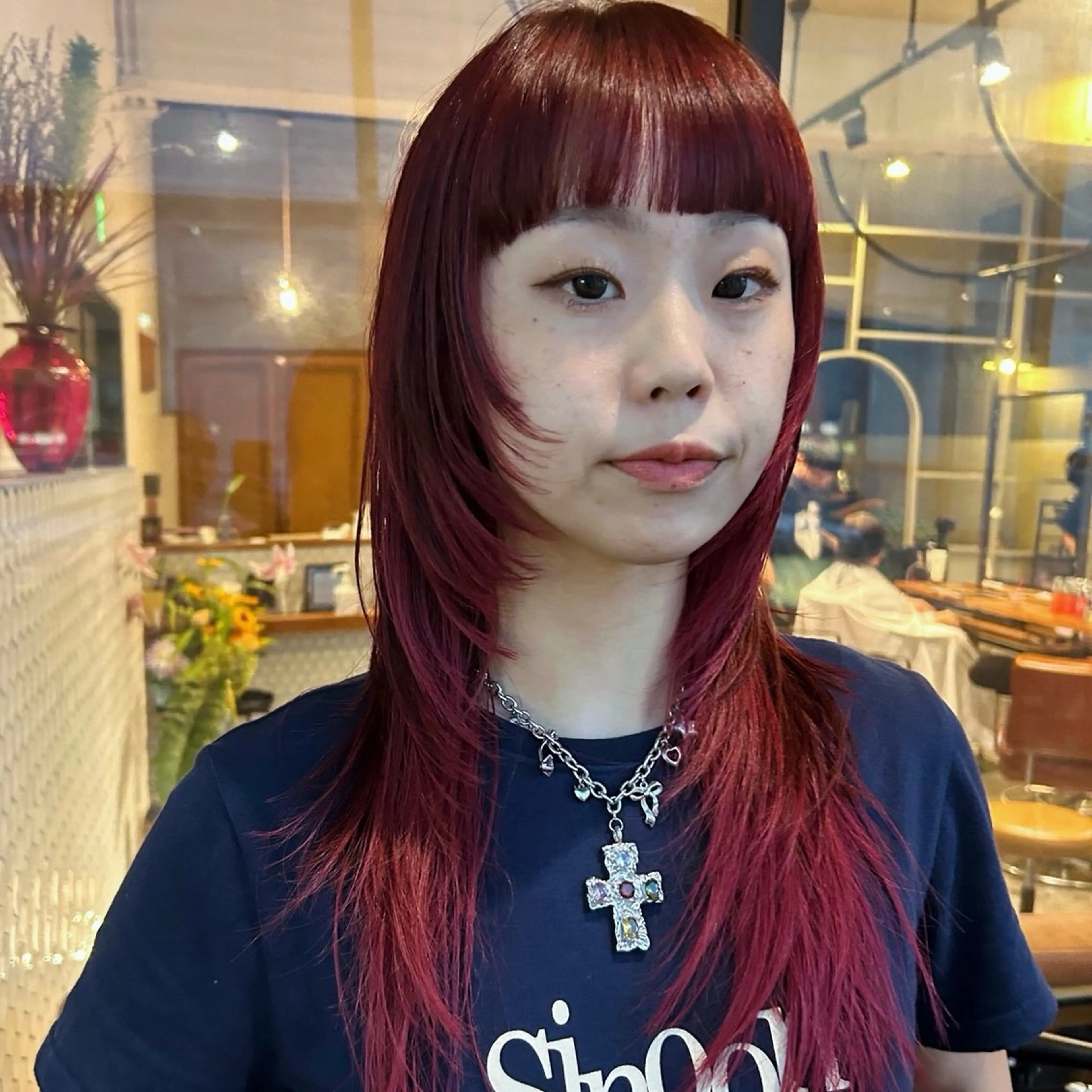 ロング ハッシュカット 市川 蘭のヘアスタイル