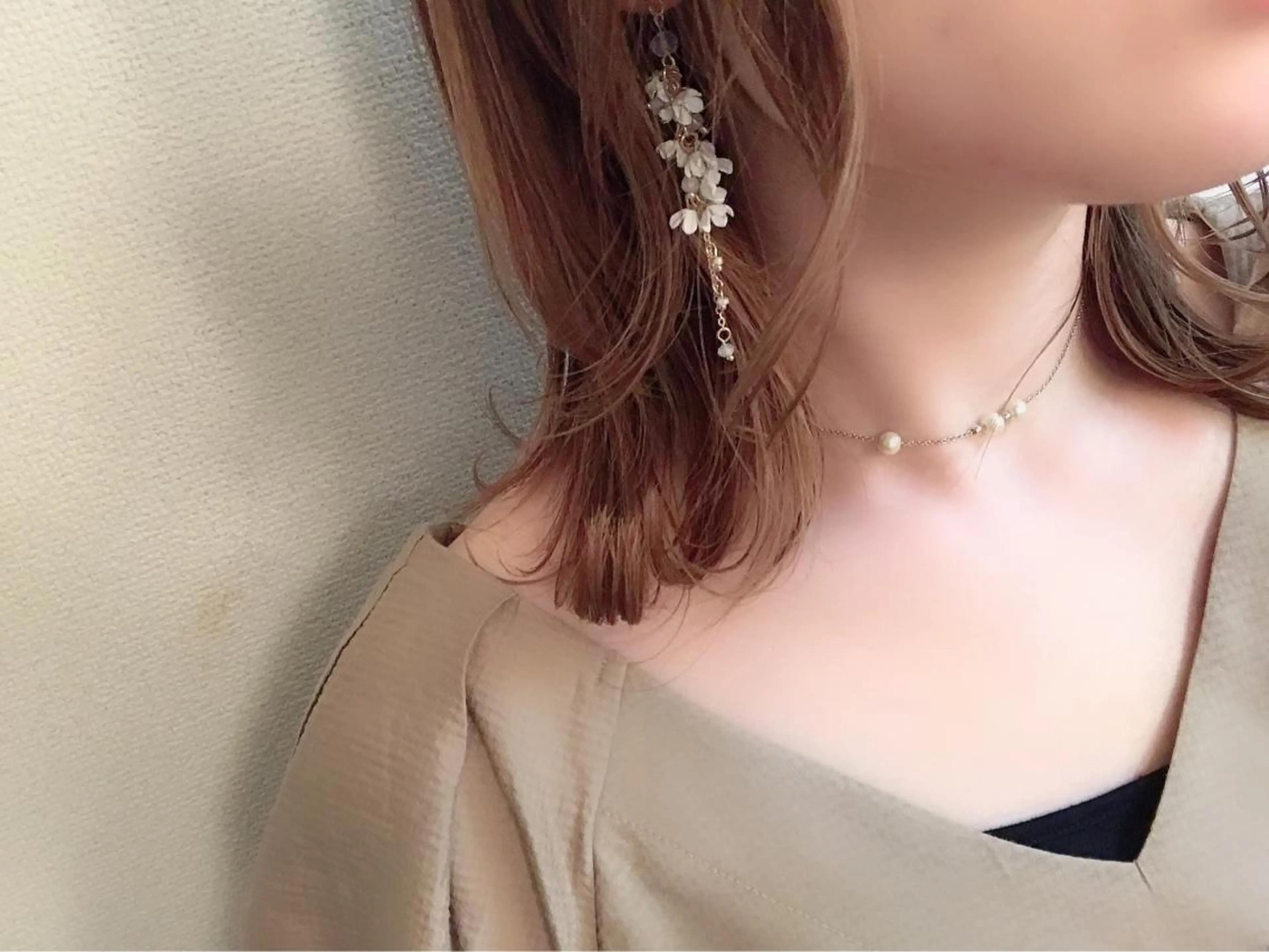 ミディアム カラー イヤリングカラー 顔周りカット ヘアカラー トリートメント 暖色カラー🌹 中山由梨のヘアスタイル