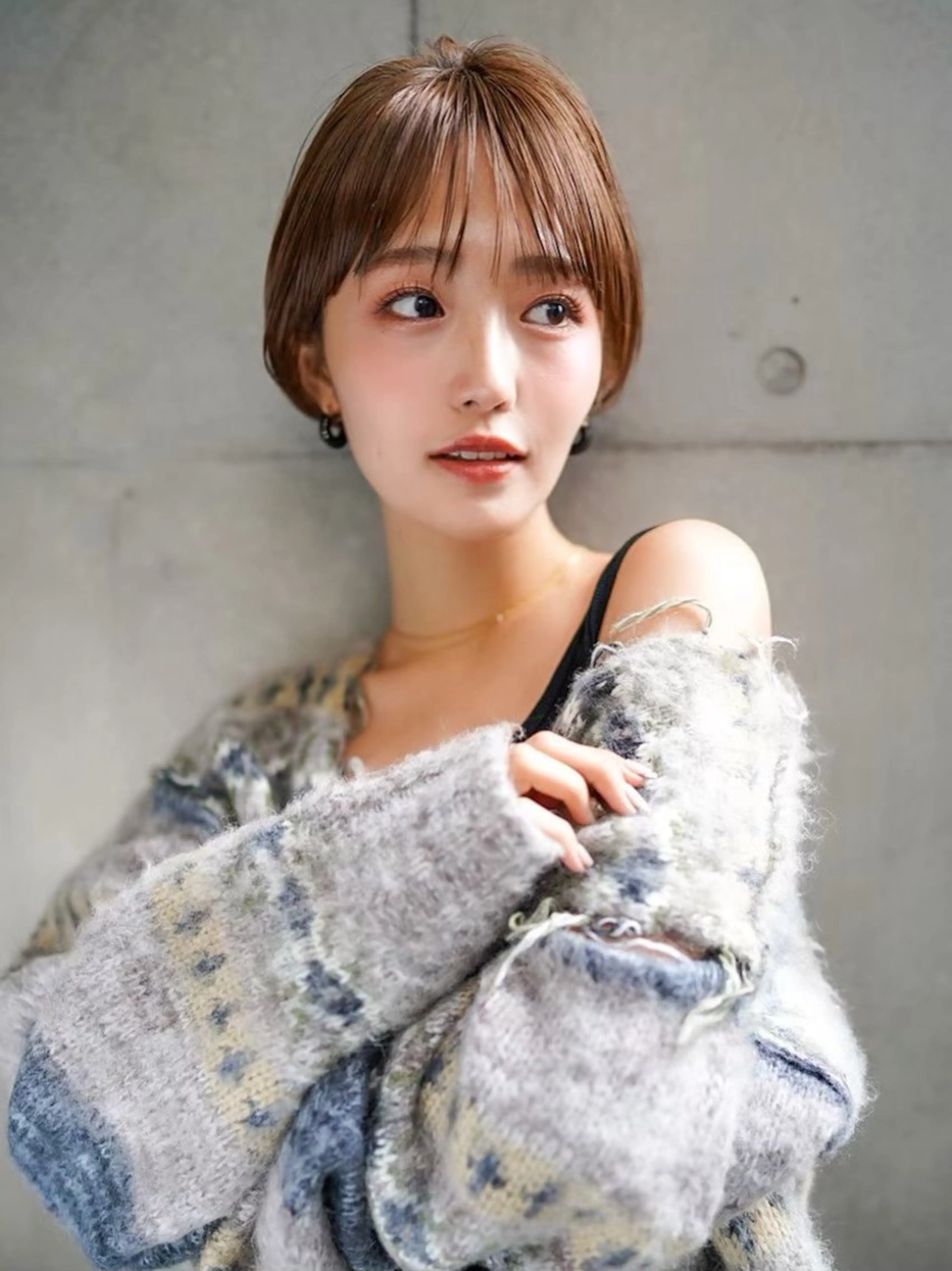 ショート 切りっぱなしボブ/ 小顔ボブNANAのヘアスタイル