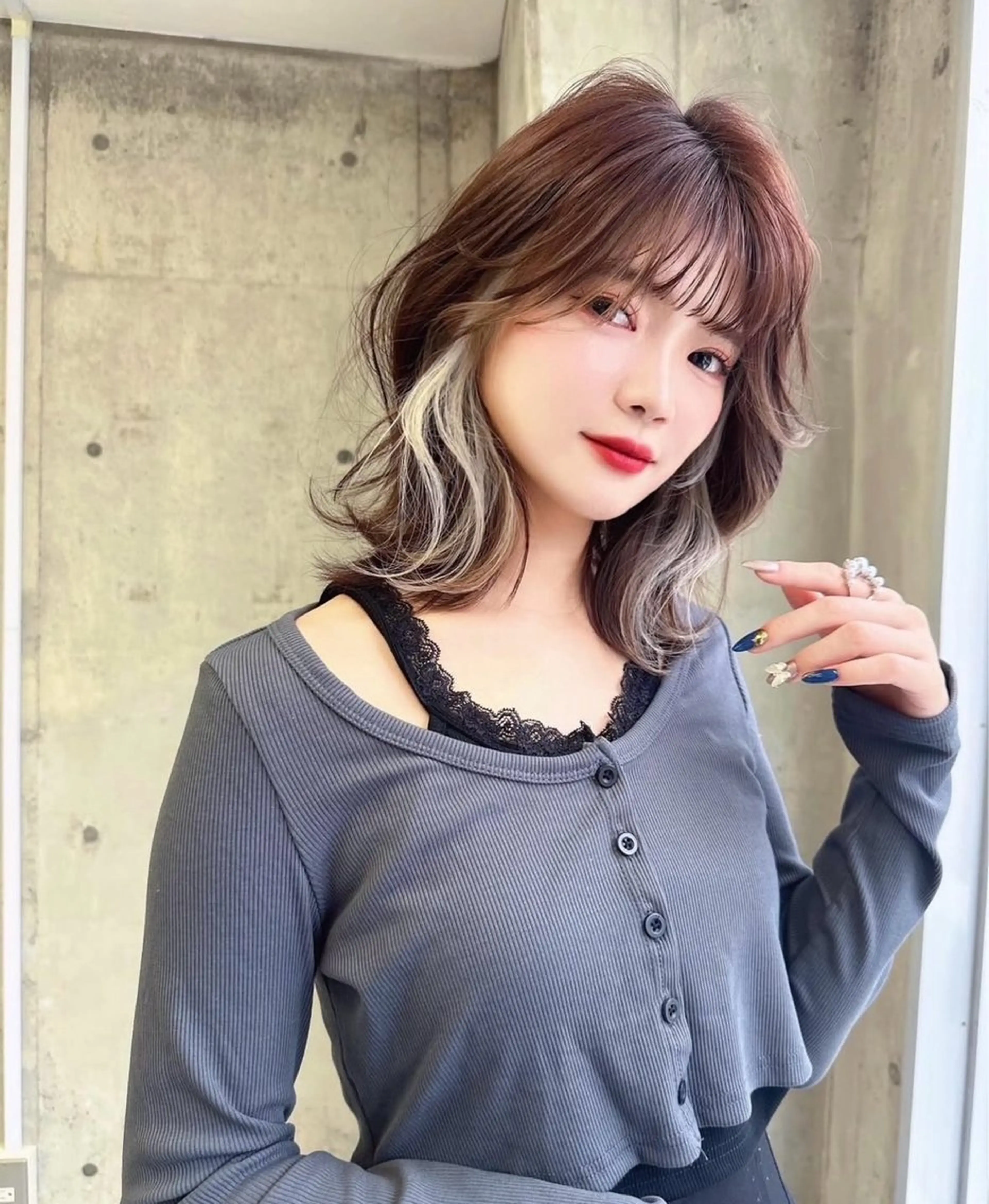 ミディアム カラー ヘアカラー トリートメント 艶カラー/ブリーチ /エクステ/颯のヘアスタイル