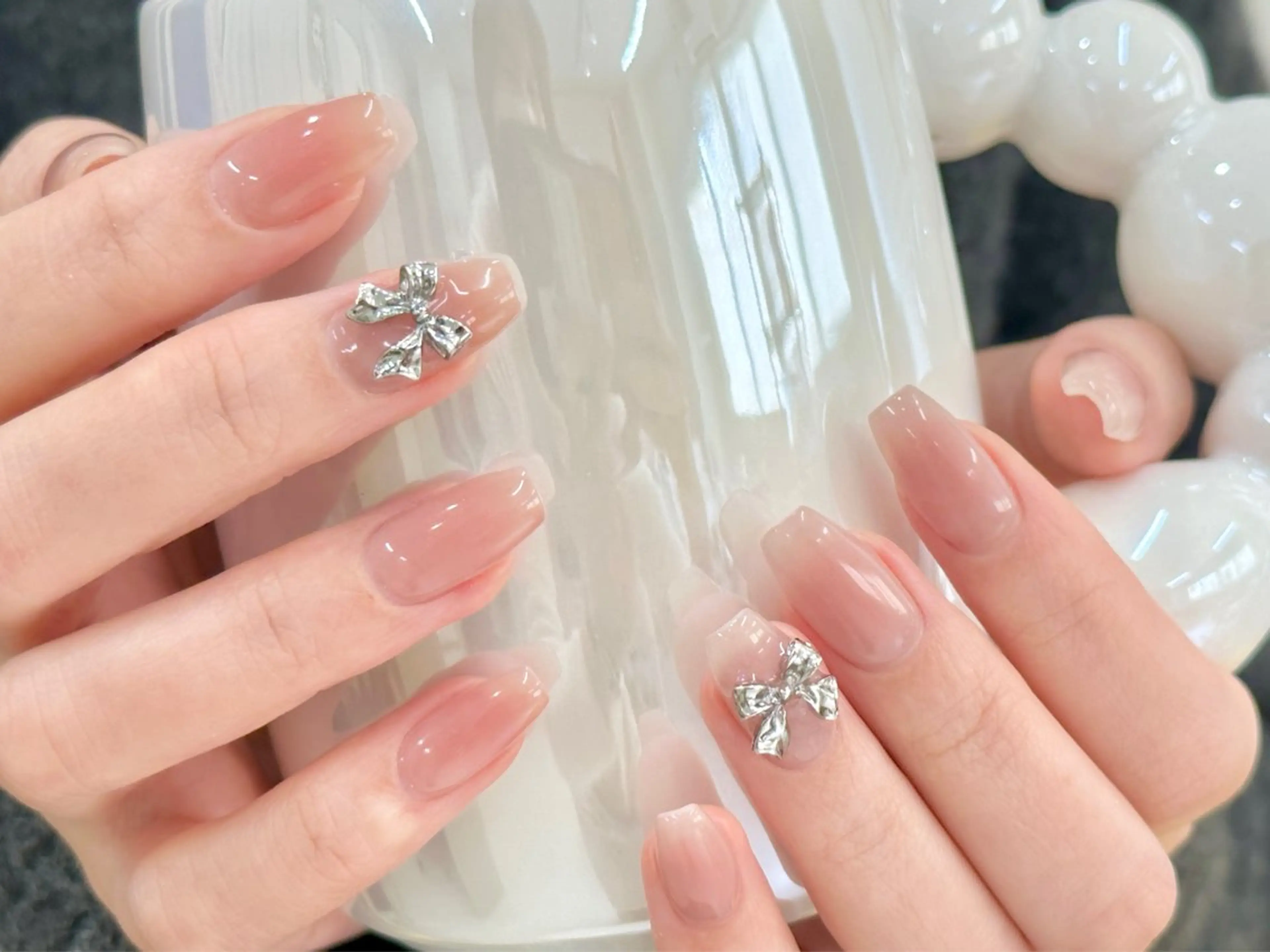 ネイル フレンチネイル キラキラネイル 韓国ネイル マグネットネイル スクエアネイル LE REVE nailsalonのネイルデザイン