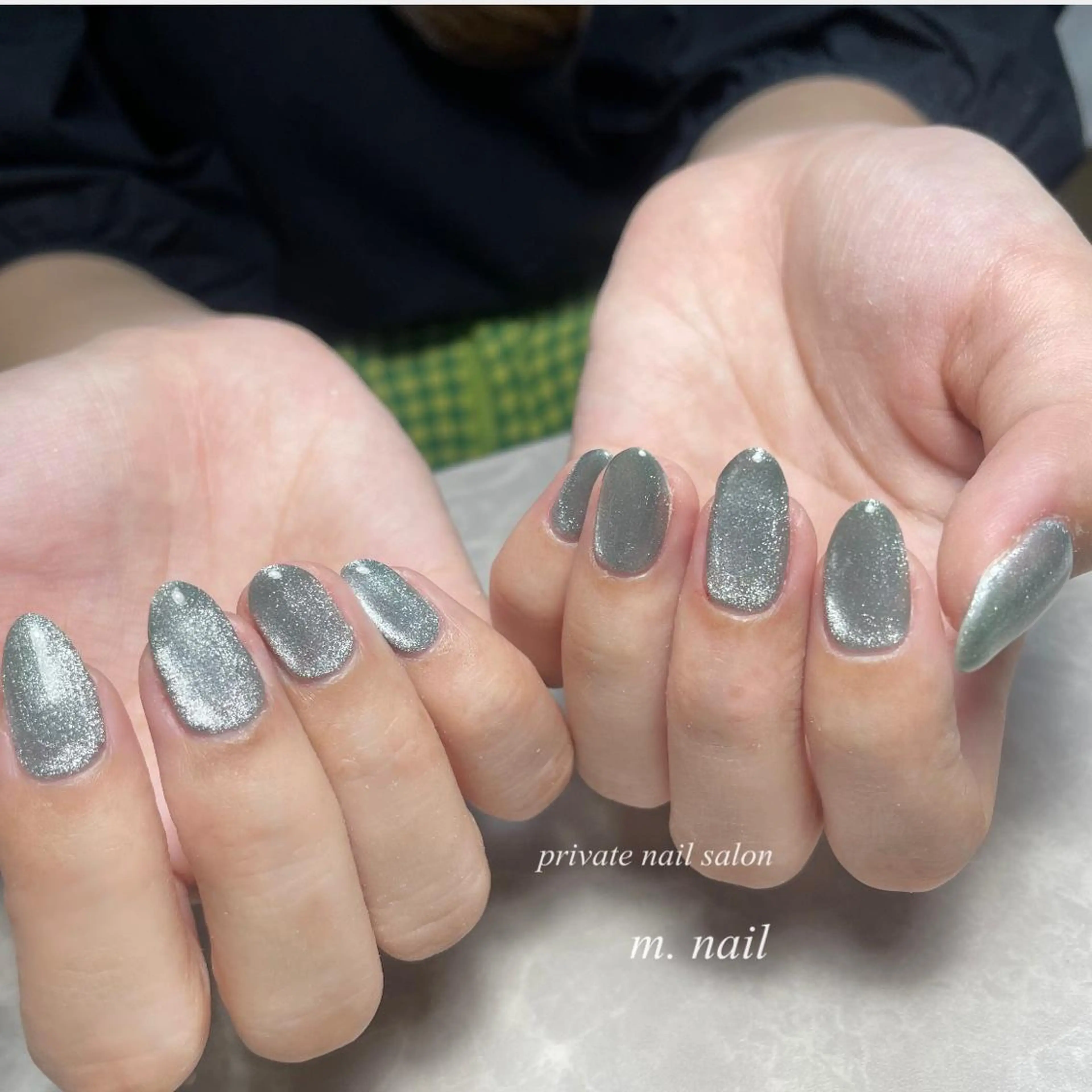ネイル アートネイル ブルー ラメ(グリッター) マグネットネイル ニュアンスネイル m.nail salonのネイルデザイン