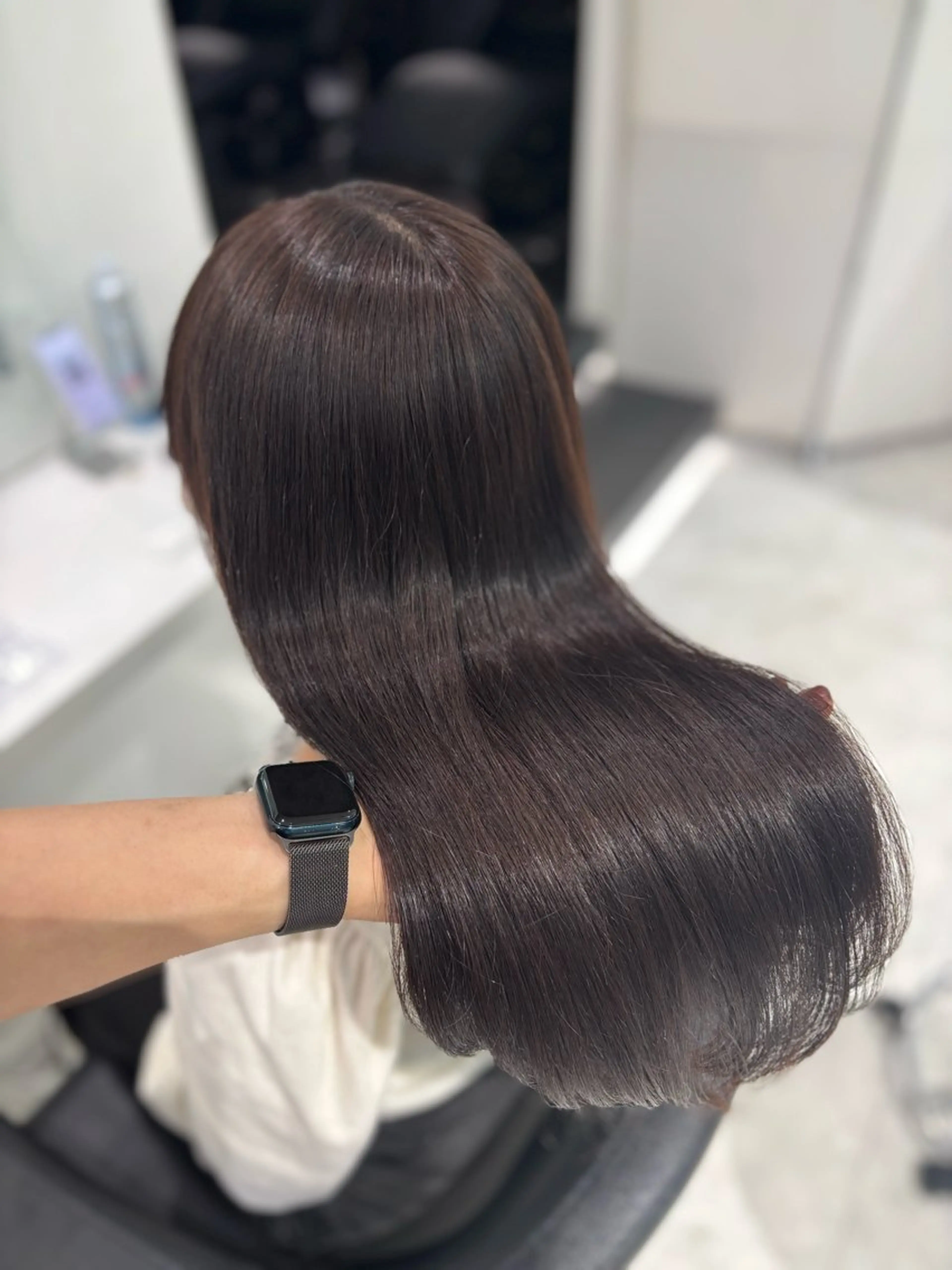 ロング カラー ヘアカラー トリートメント ヘッドスパ ヘアセット 🤍透明感カラー ×縮毛矯正🤍ゆうのヘアスタイル