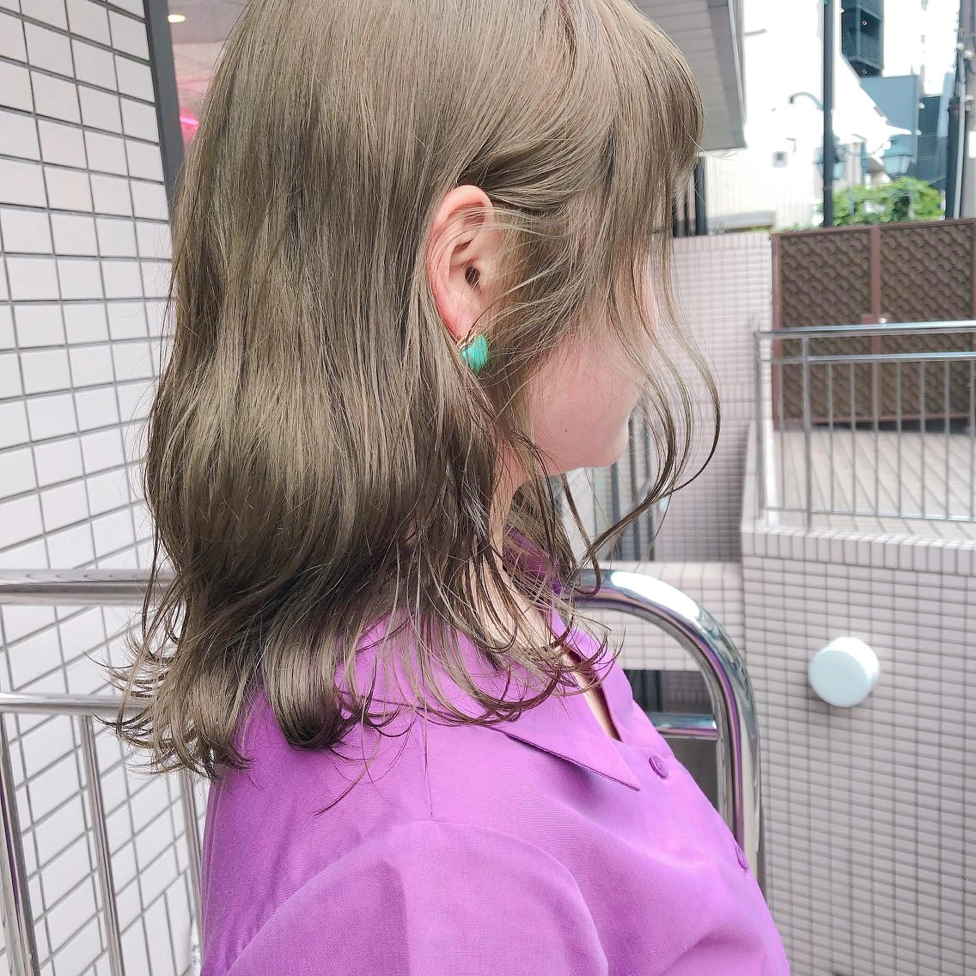 セミロング カラー パーマ ヘアアレンジ メンズ マツエク・マツパ ベージュカラー オリーブベージュ レイヤーカット指名 No.1💖マユカのヘアスタイル
