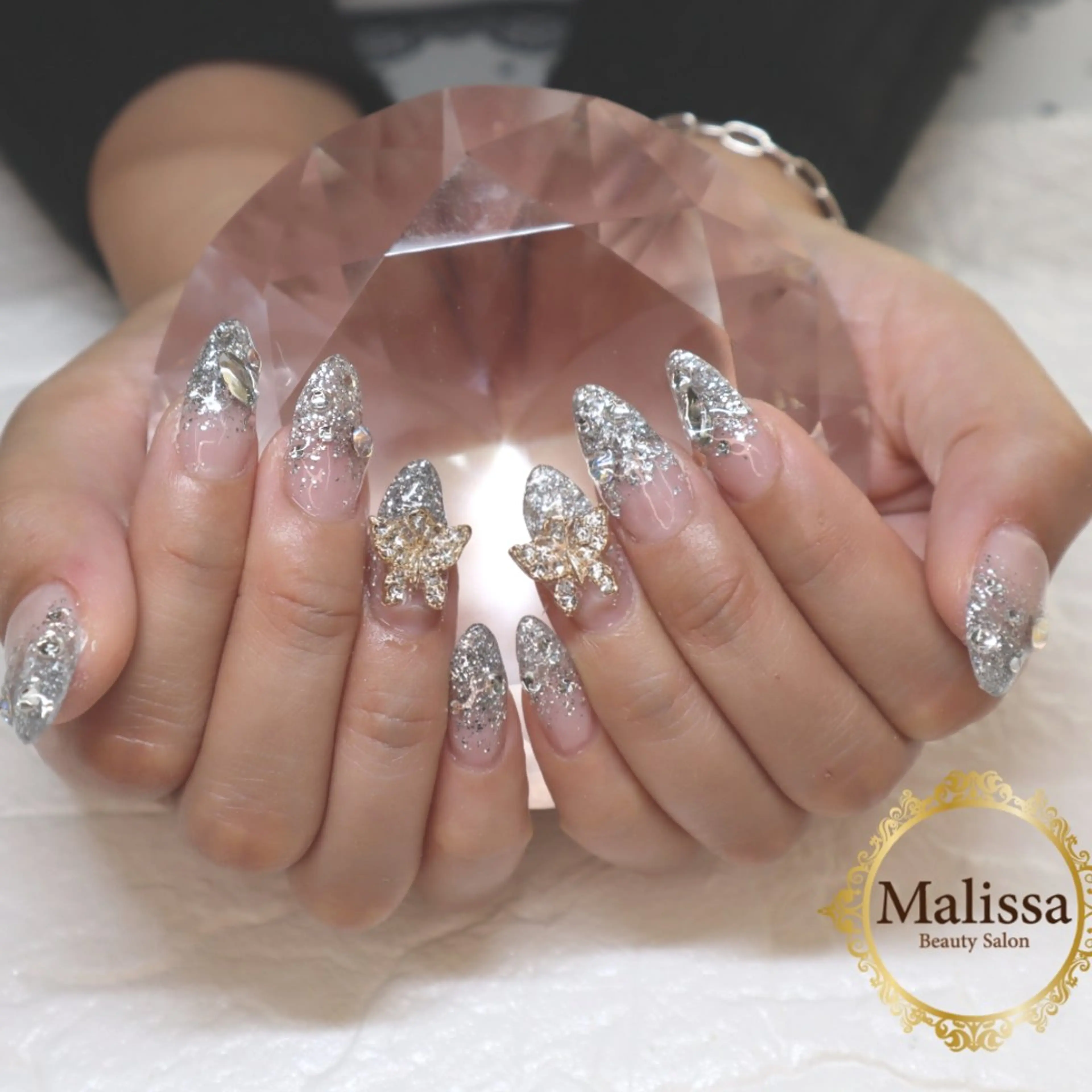 ネイル キラキラネイル ラメ(グリッター) スカルプネイル ハンドネイル Beauty Salon Malissa所属・Malissa　 スカルプ&深爪歓迎◎のネイルデザイン
