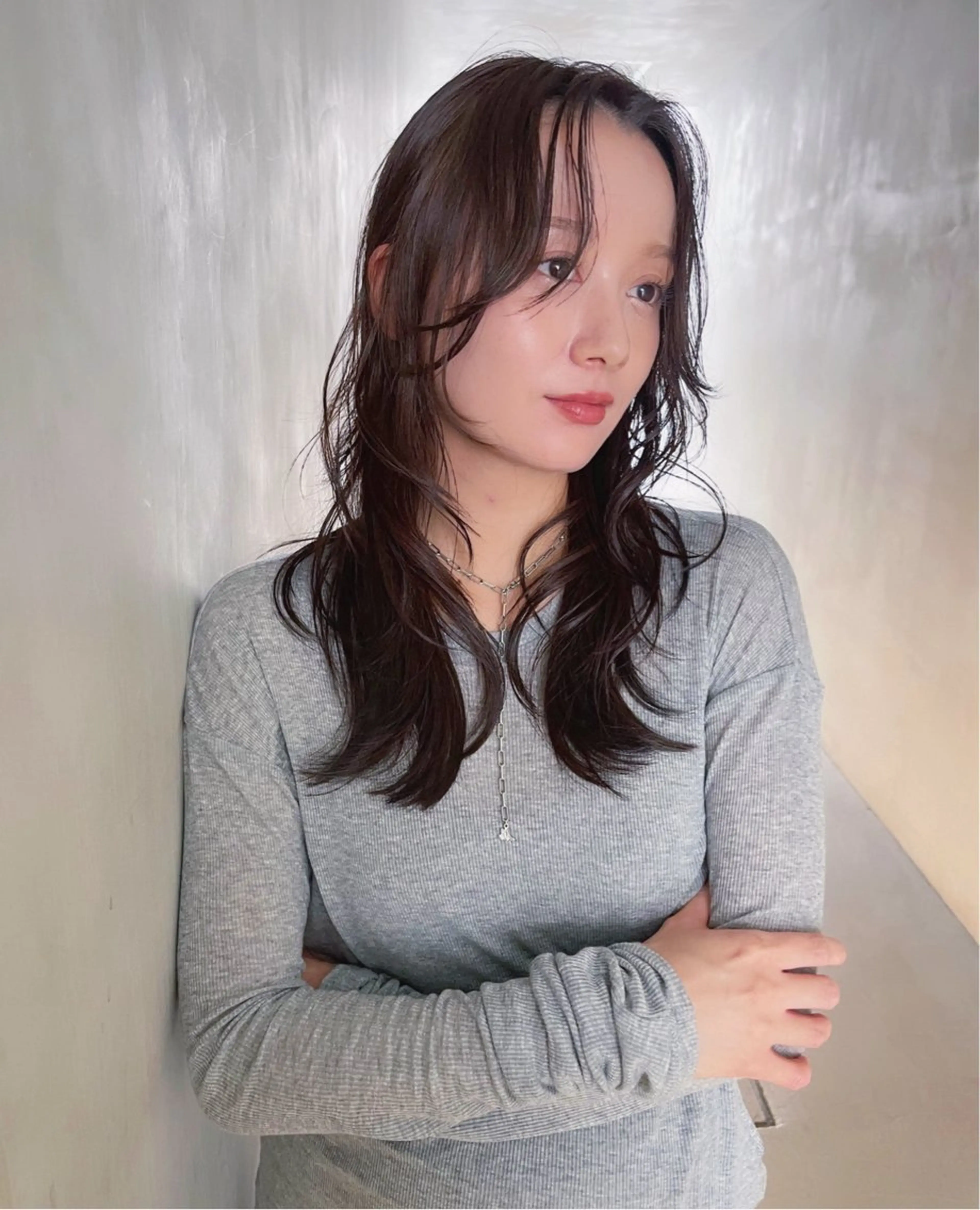 セミロング カラー レイヤーカット カット ヘアカラー トリートメント AiM 大名のヘアスタイル