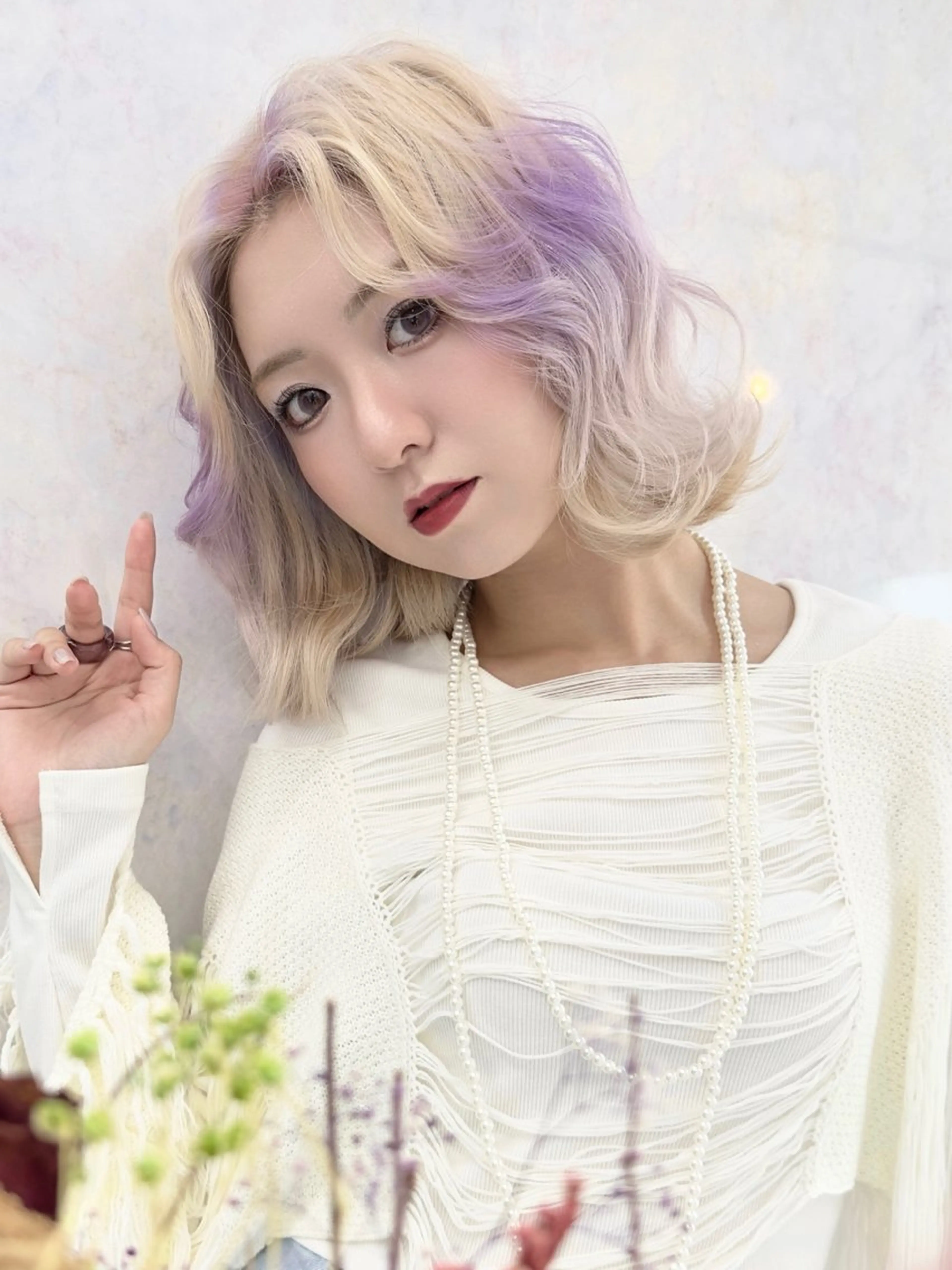 ミディアム カット ヘアカラー トリートメント 🩵艶ハイトーン 🩵 𝓨𝓤𝓤のヘアスタイル