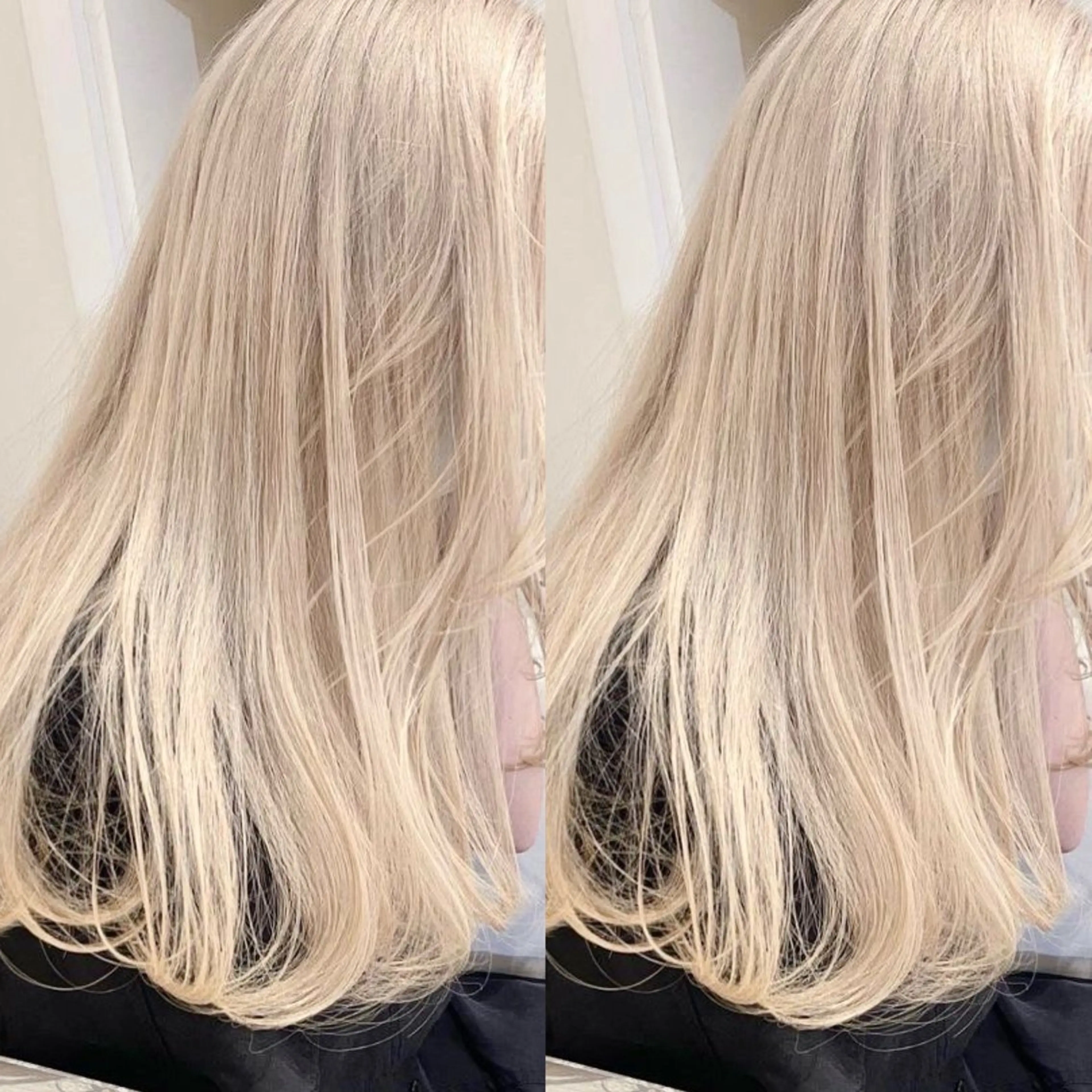 ロング カラー ベージュカラー ブリーチ ブロンド グレージュ ミルクティーベージュ ヘアカラー 🌊海外ハイライト リタッチ/グレー系のヘアスタイル