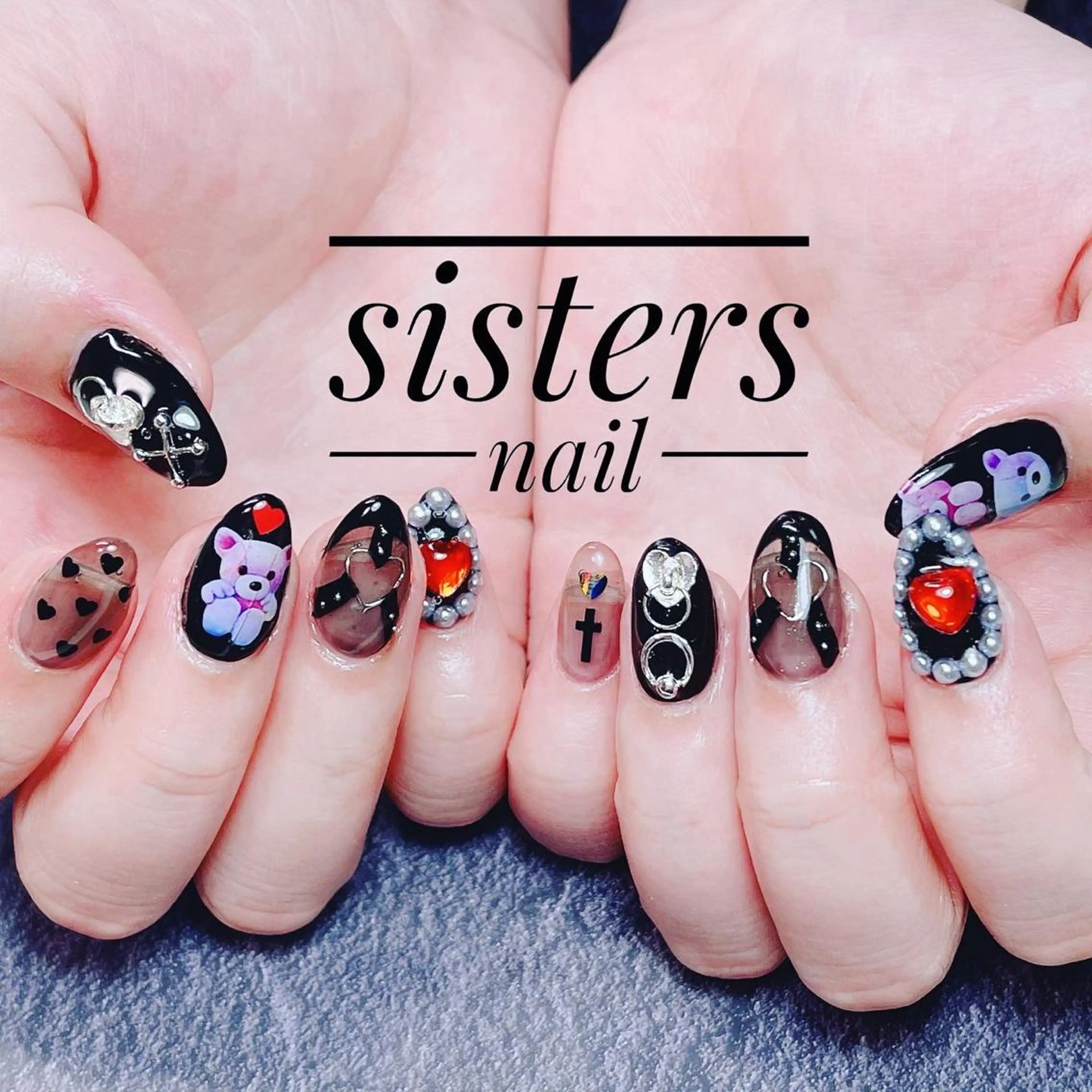 ネイル アートネイル ハート sisters nail.fのネイルデザイン