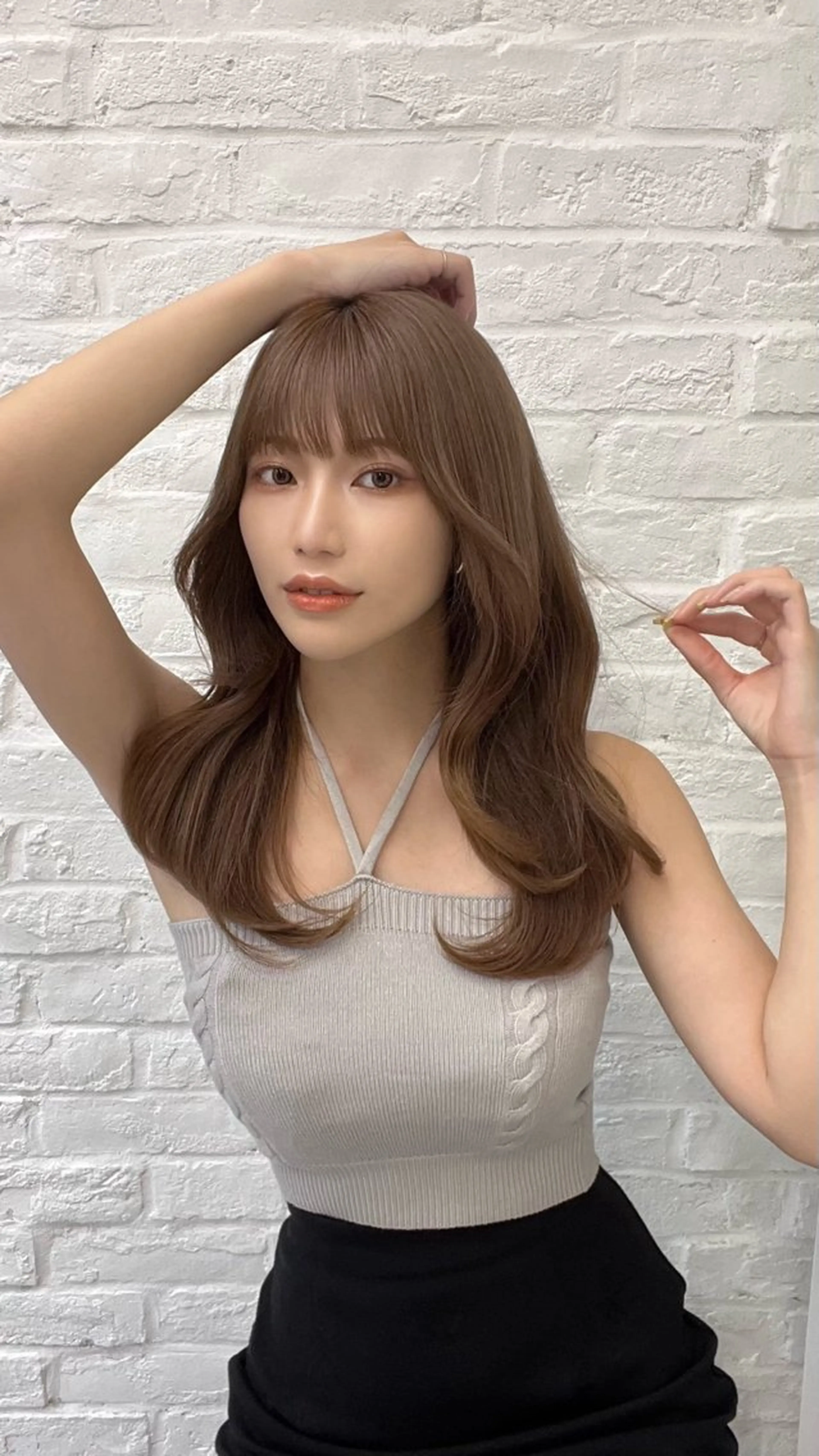 セミロング カラー パーマ ヘアアレンジ イルミナカラー 髪質改善 韓国風ヘア レイヤーカット 縮毛矯正 韓国ヘア×顔まわり 🇰🇷和知拓郎のヘアスタイル