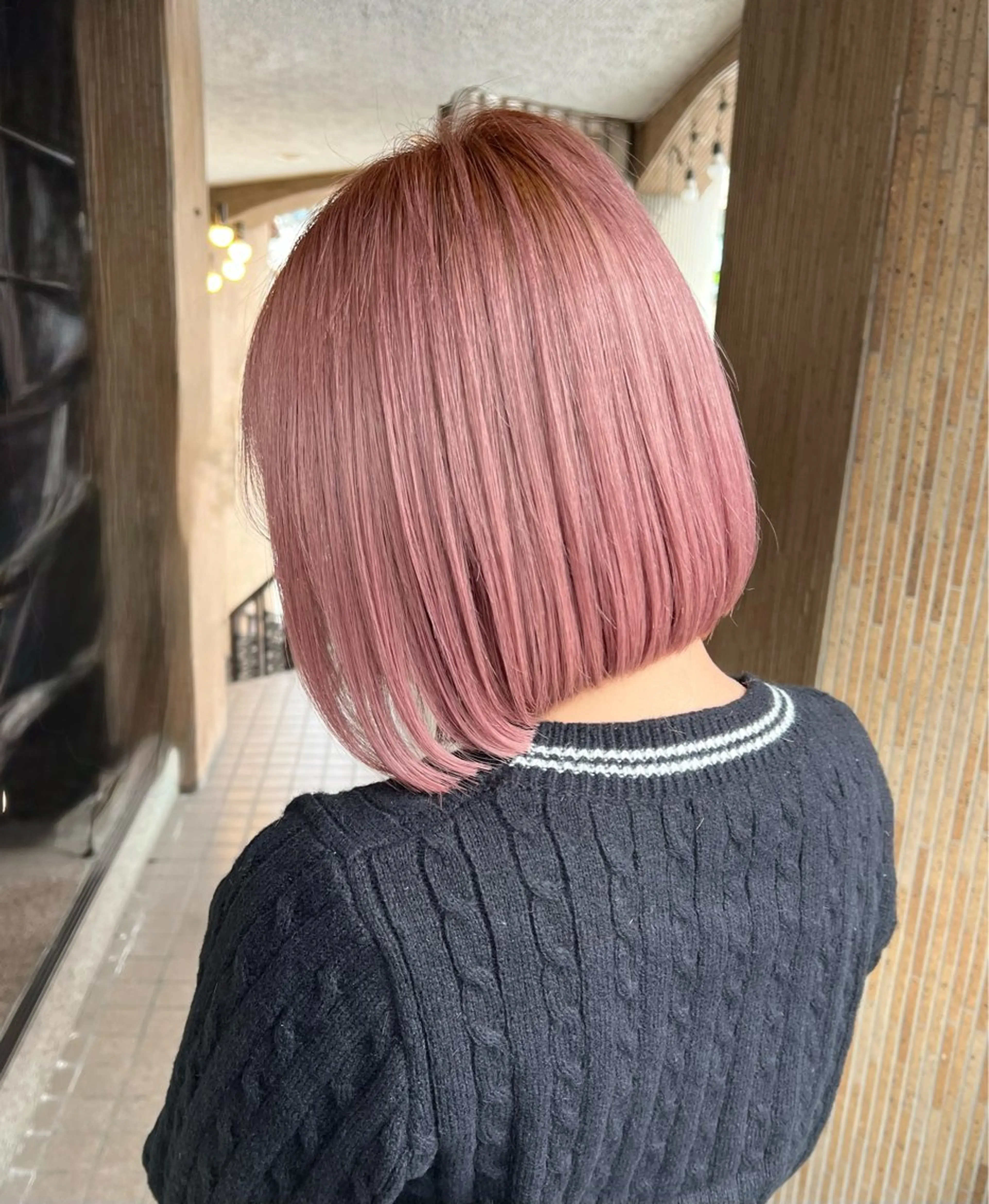 ミディアム カラー ブリーチ ケアブリーチ ハイトーンカラー ピンクカラー ボブ カット Gain池下 メンズのヘアスタイル