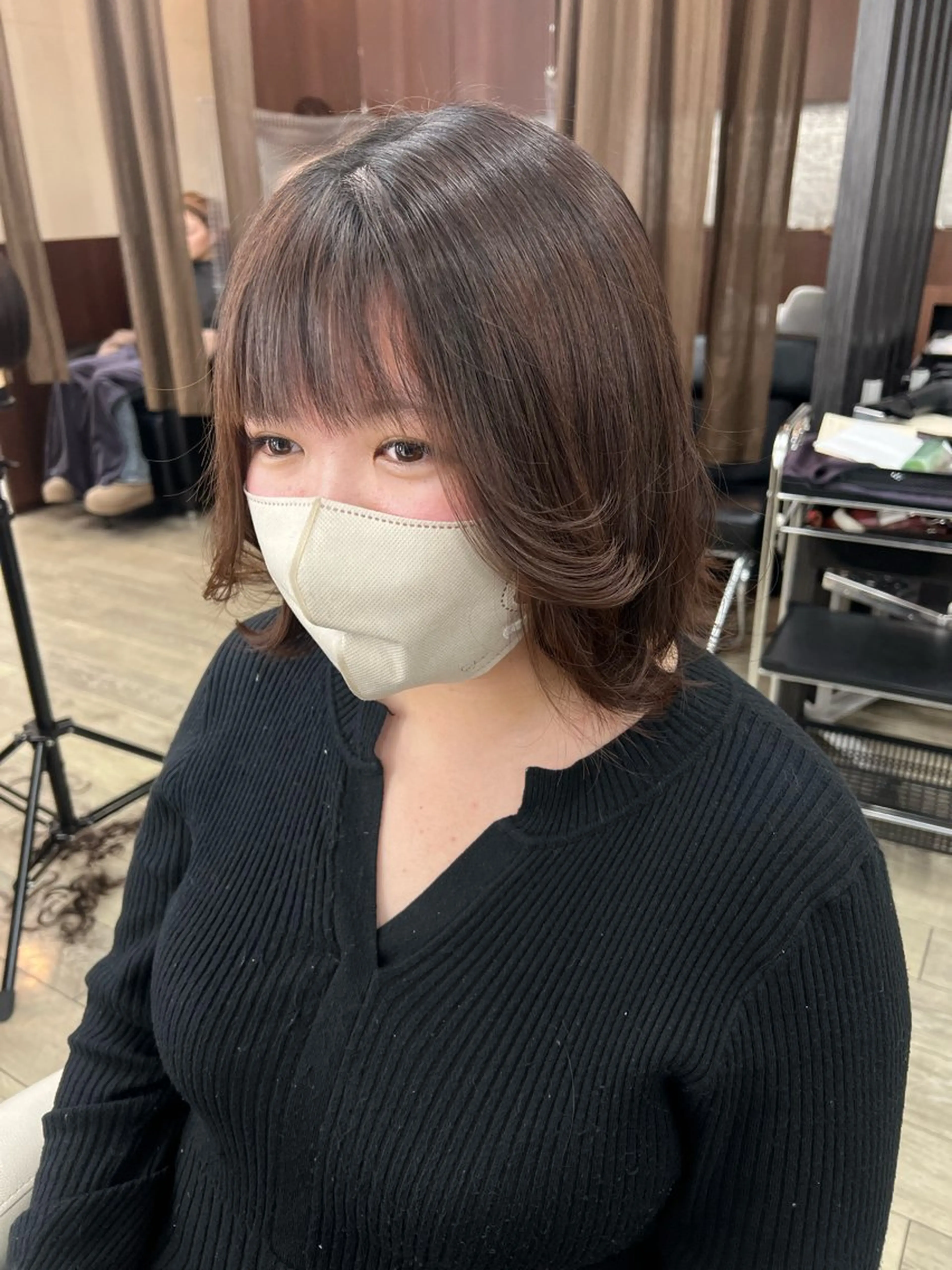 ミディアム ボブ 外ハネヘア 宮田 かやののヘアスタイル