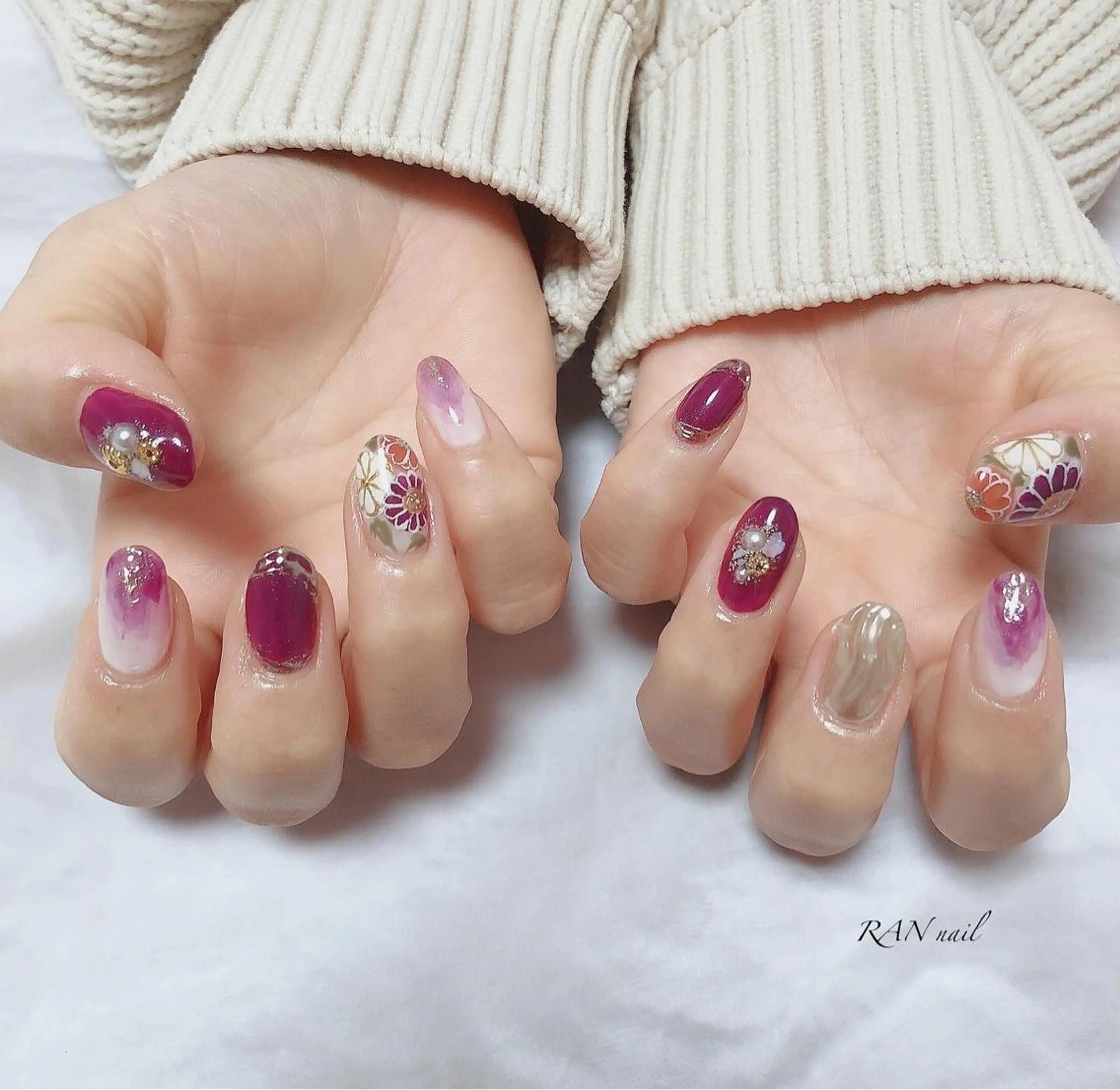 ネイル 成人式 ジェルネイル 卒業式 オフィスネイル パラジェル ハンドネイル フットネイル RAN nail 〜ランネイル〜所属・RAN nailのネイルデザイン