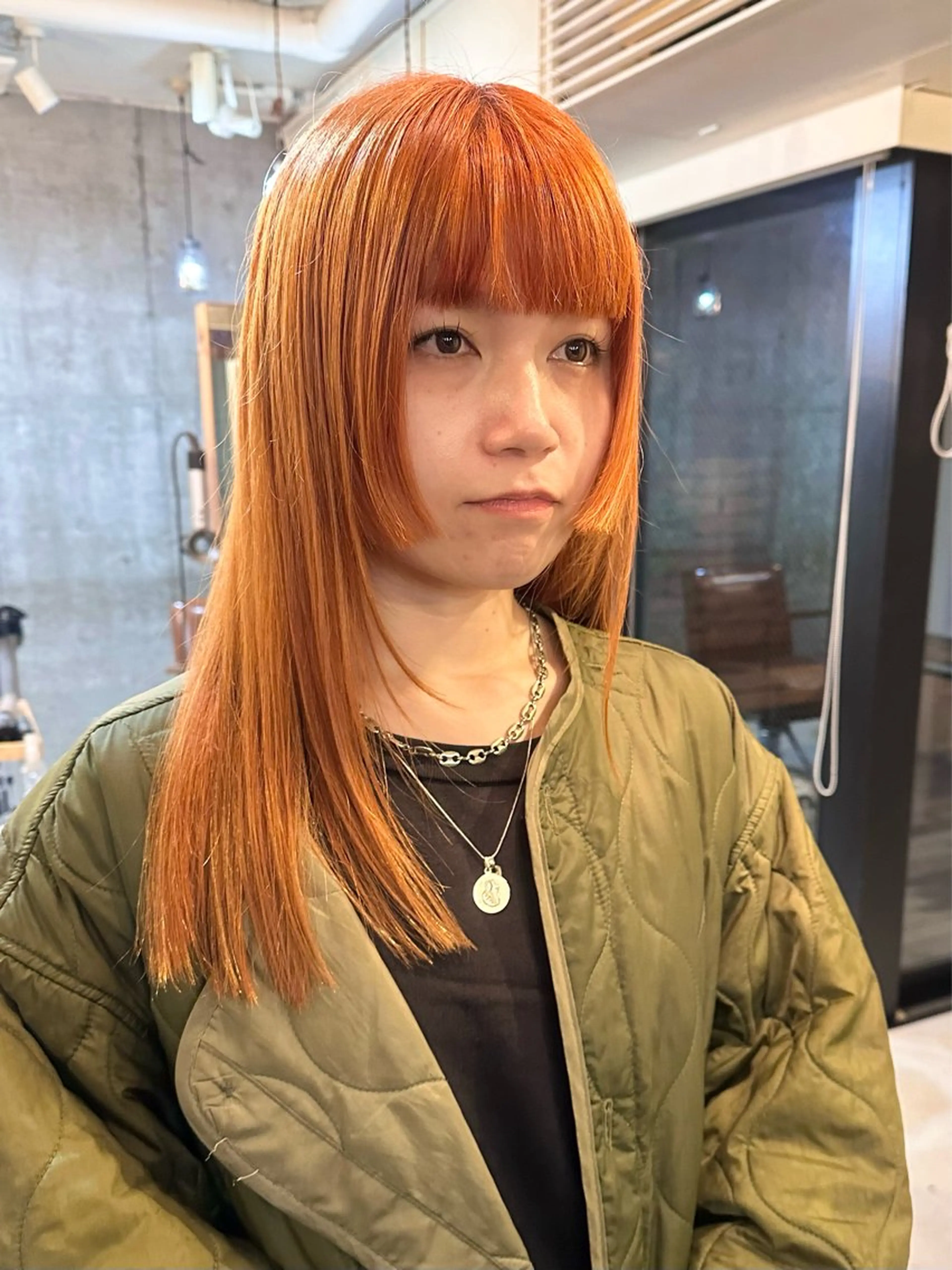 ロング カラー オレンジ レイヤーカット ✂︎岡根 京花✂︎のヘアスタイル