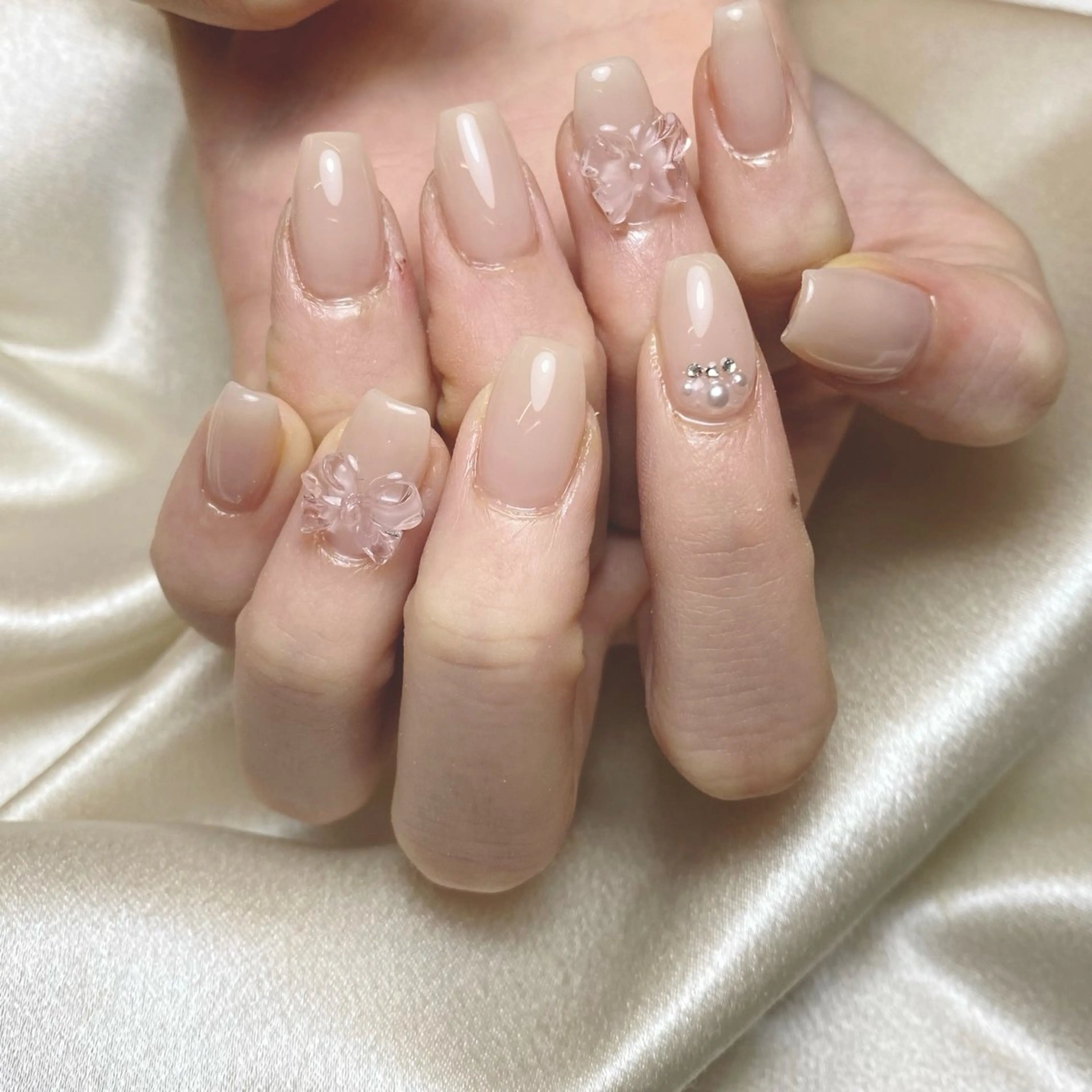 ネイル ブルー 長さ出し フラッシュネイル フットネイル フレンチネイル ハンドネイル fein. miku🎀🍼のネイルデザイン