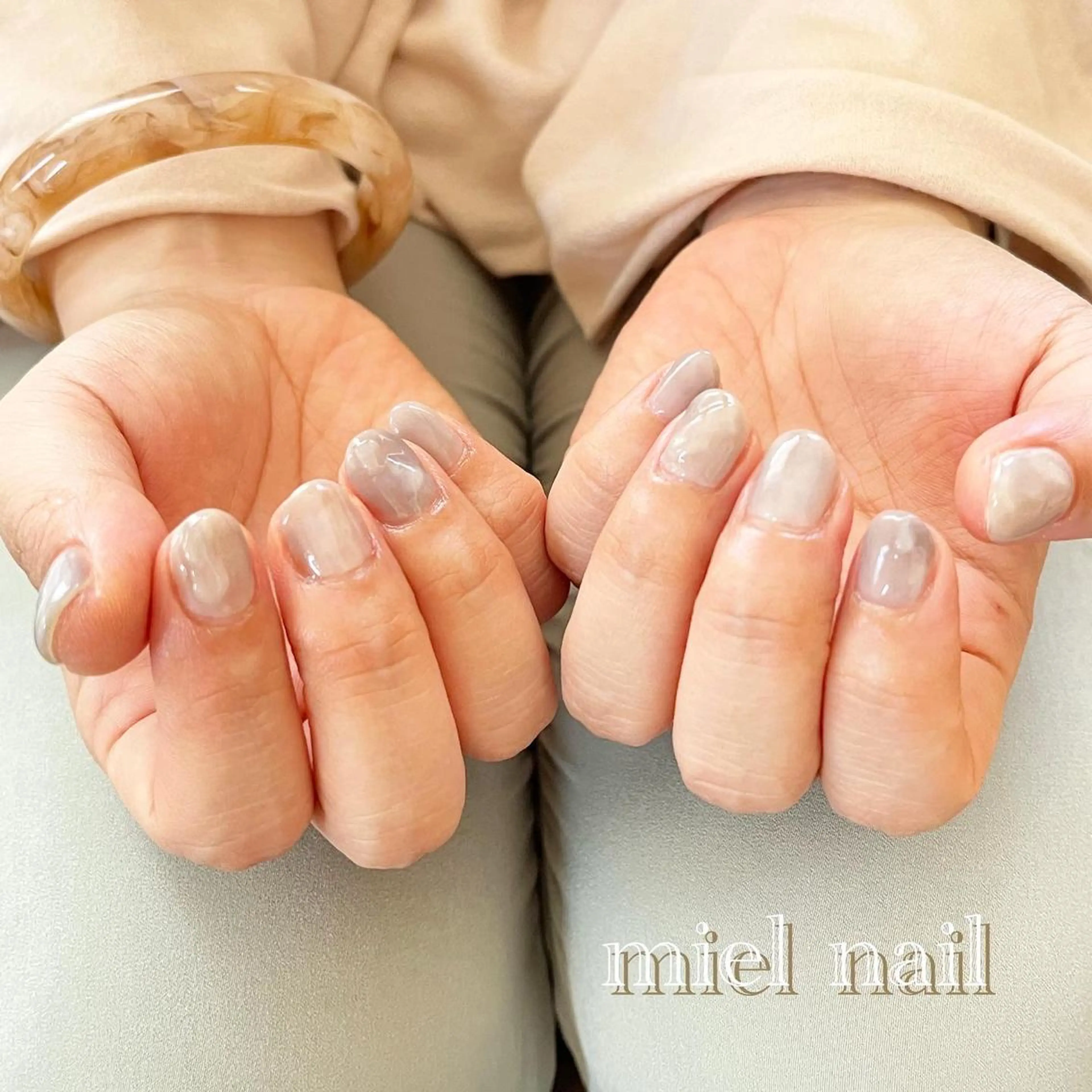 ネイル 大理石ネイル(マーブル) ニュアンスネイル 夏ネイル ハンドネイル miel nailのネイルデザイン