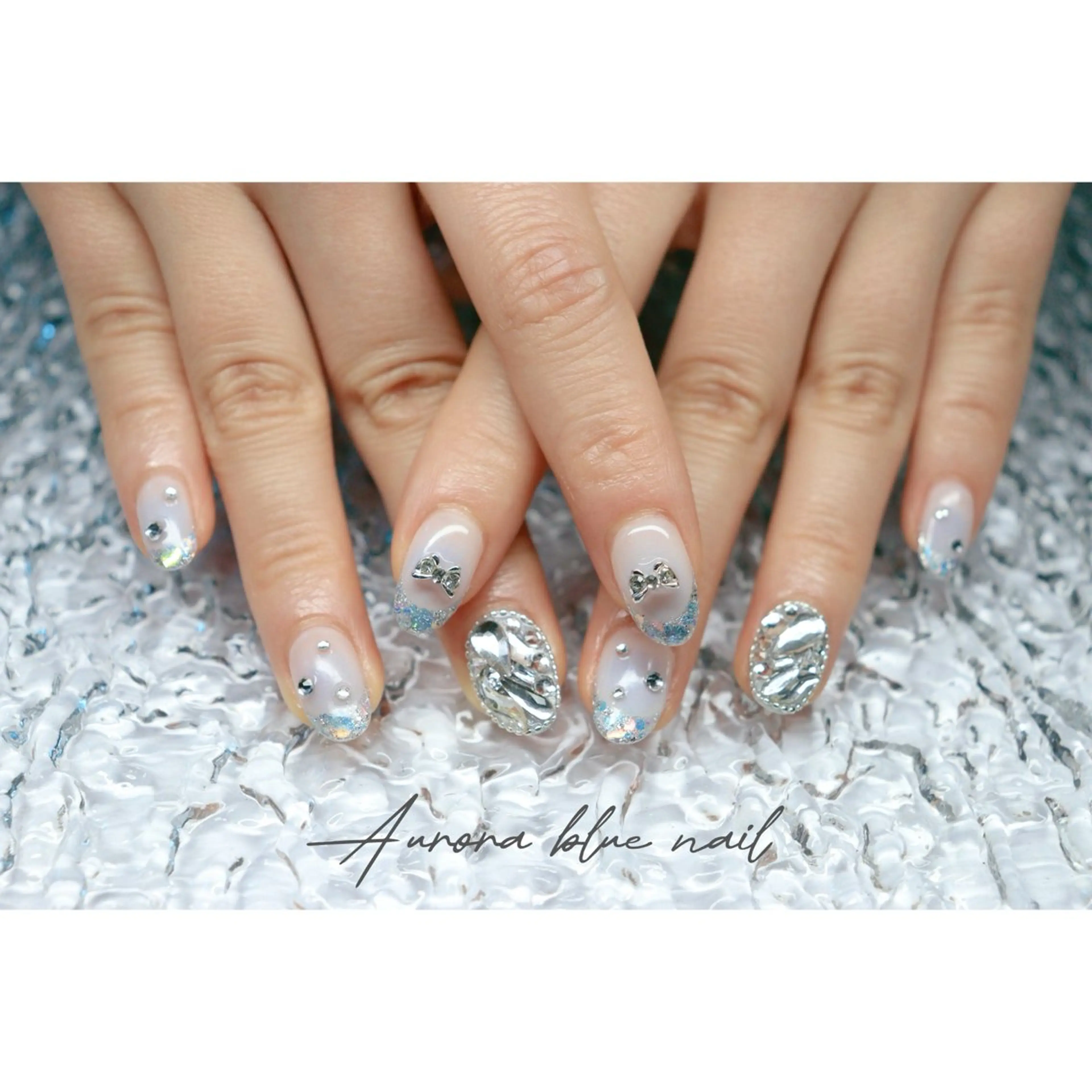 ネイル オーロラネイル ブルー パステルネイル ハンドネイル mapple nailのネイルデザイン