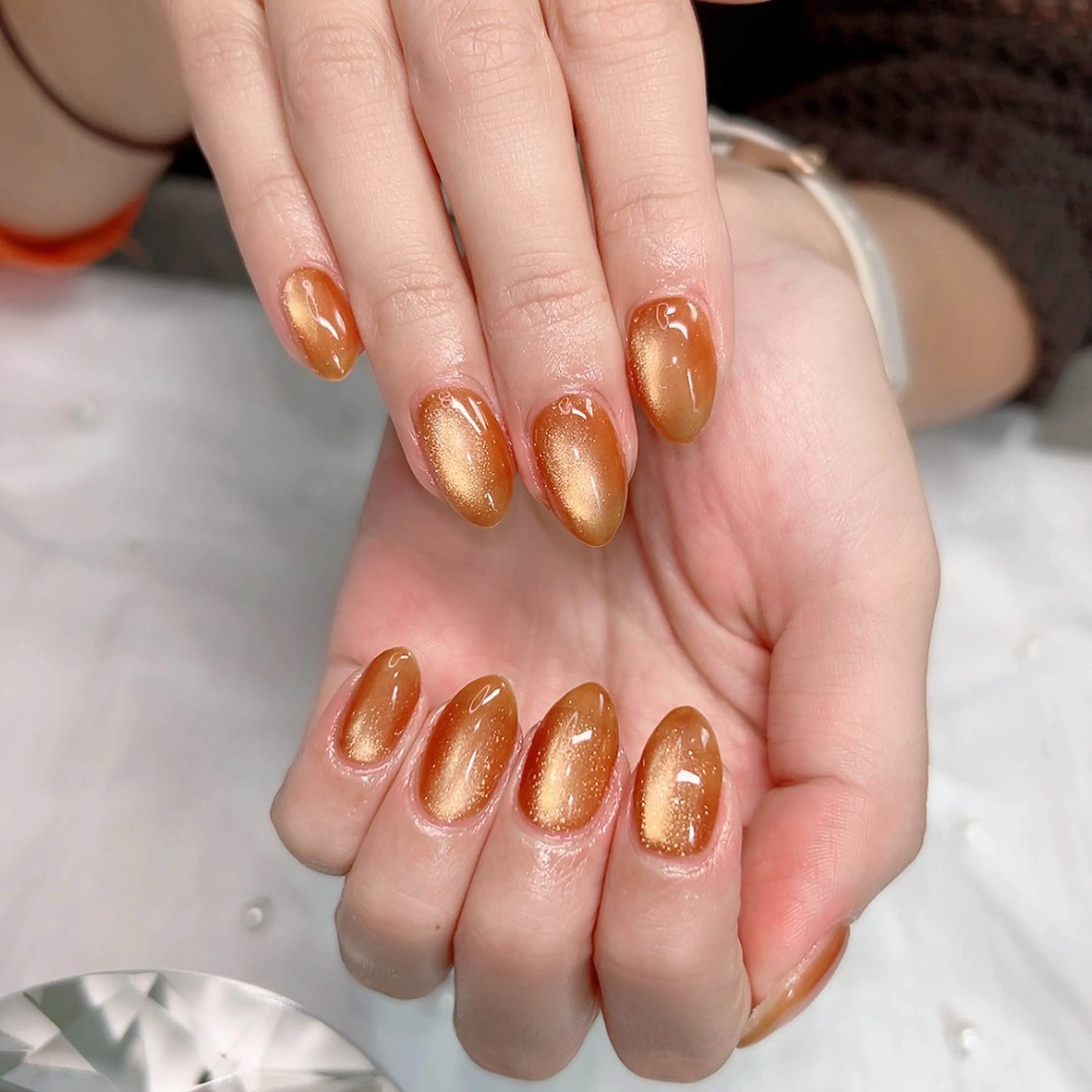 ネイル オーロラネイル ミラーネイル オフィスネイル ワンカラーネイル シンプルネイル ハンドネイル Cute Tips nailのネイルデザイン