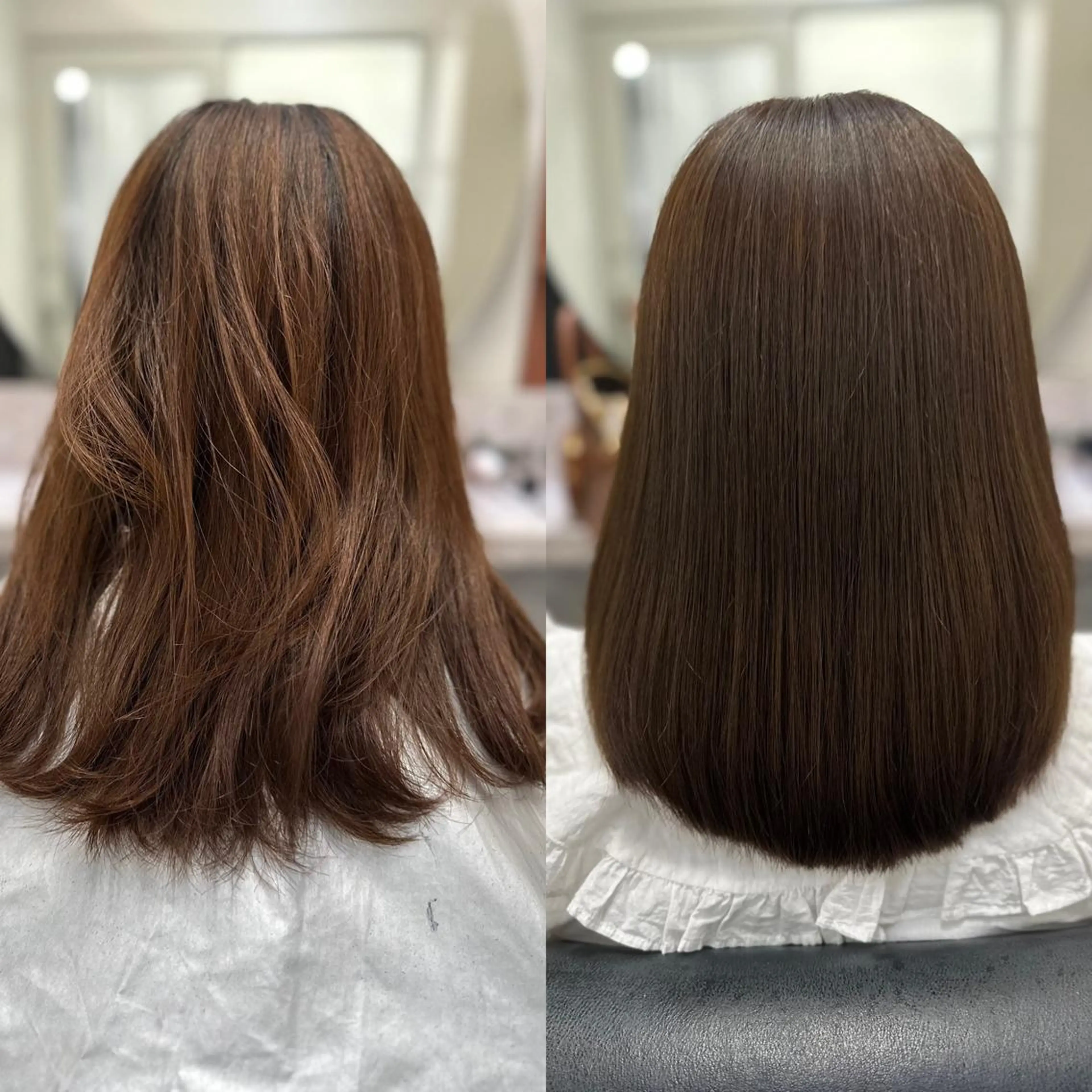 ミディアム カット ヘアカラー 縮毛矯正 JYO 髪質改善専門家のヘアスタイル