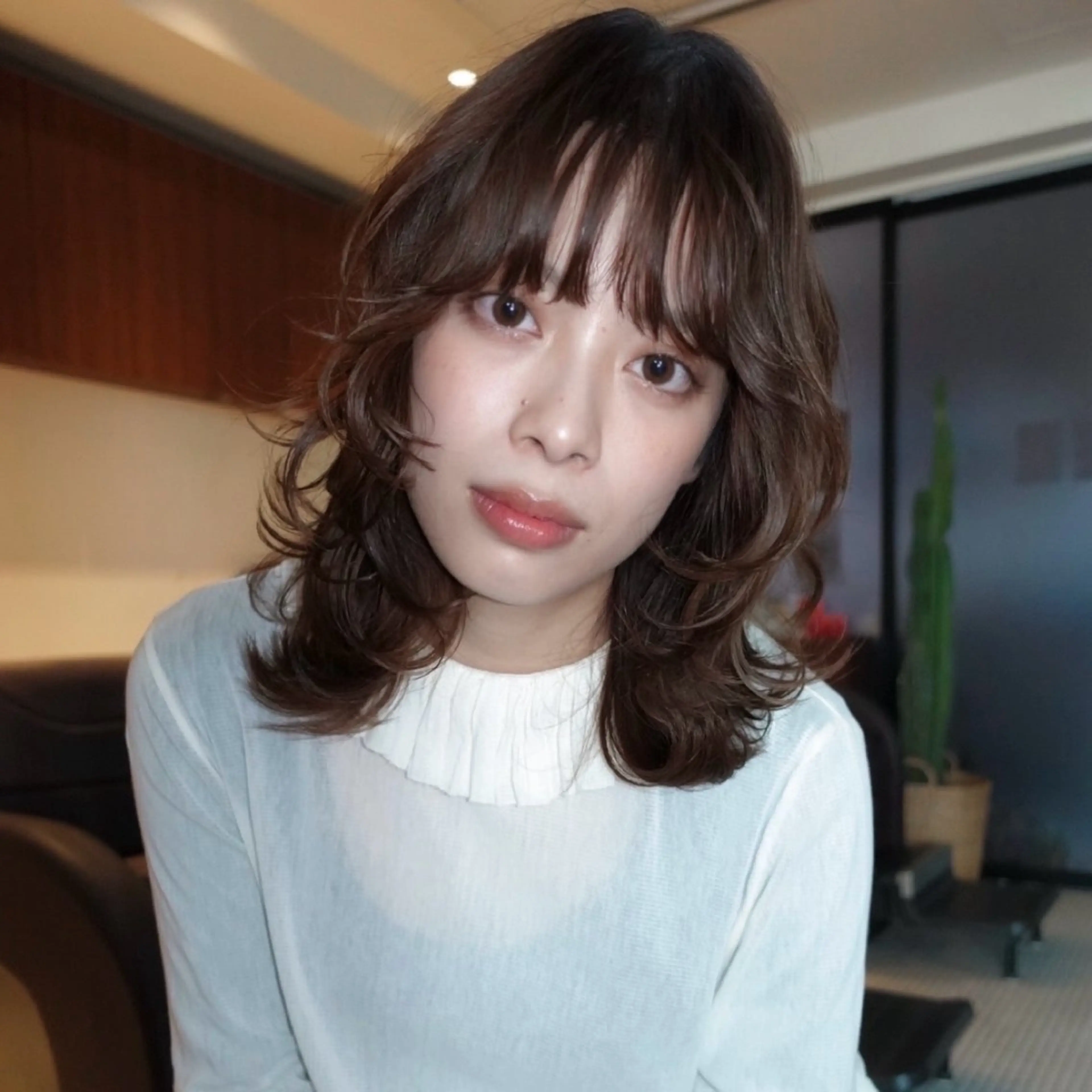 ミディアム カラー カット ヘアカラー ボブパーマ/パーマ ウルフパーマのヘアスタイル