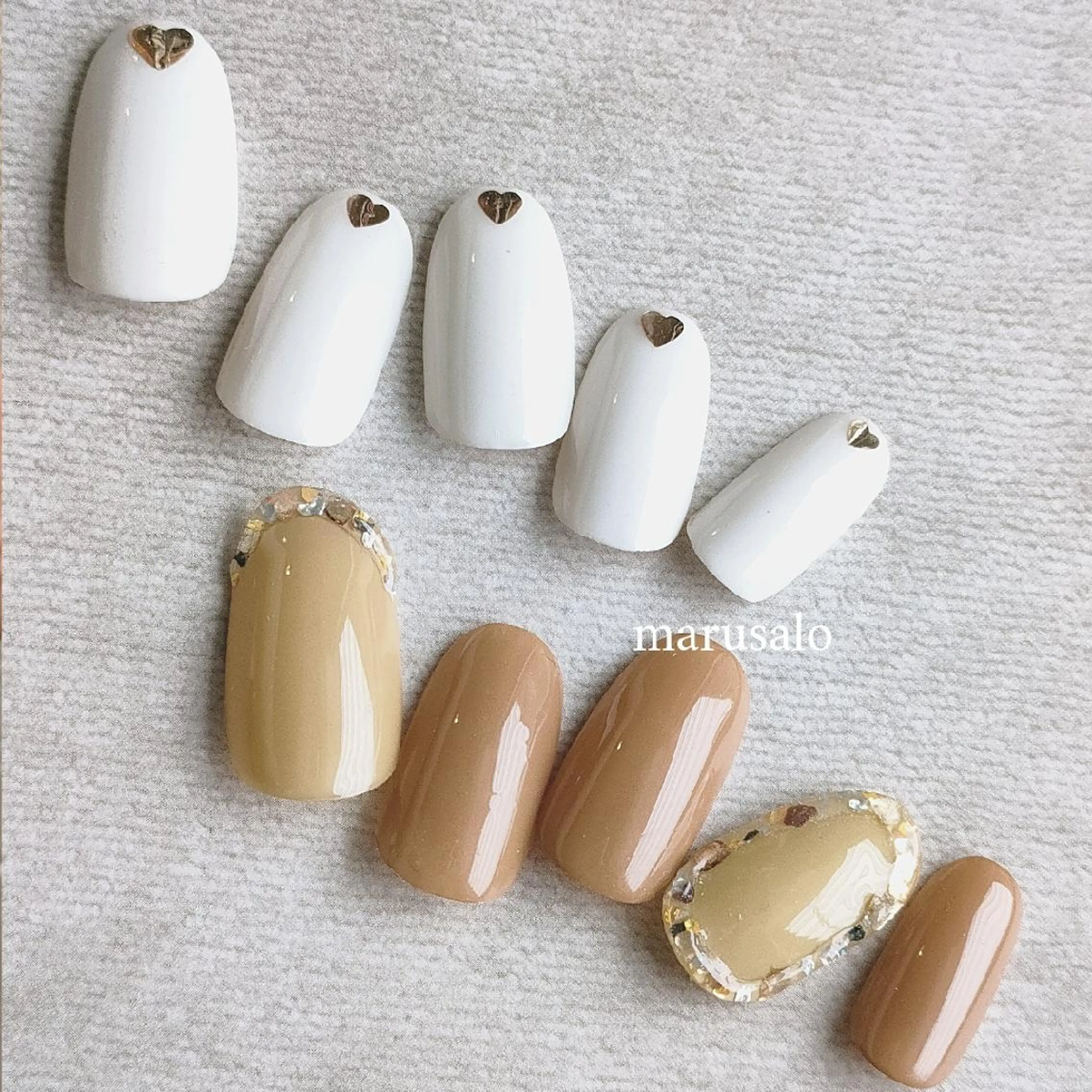 ネイル ブラウン ハート 韓国ネイル ワンカラーネイル シンプルネイル marusalo nailのネイルデザイン