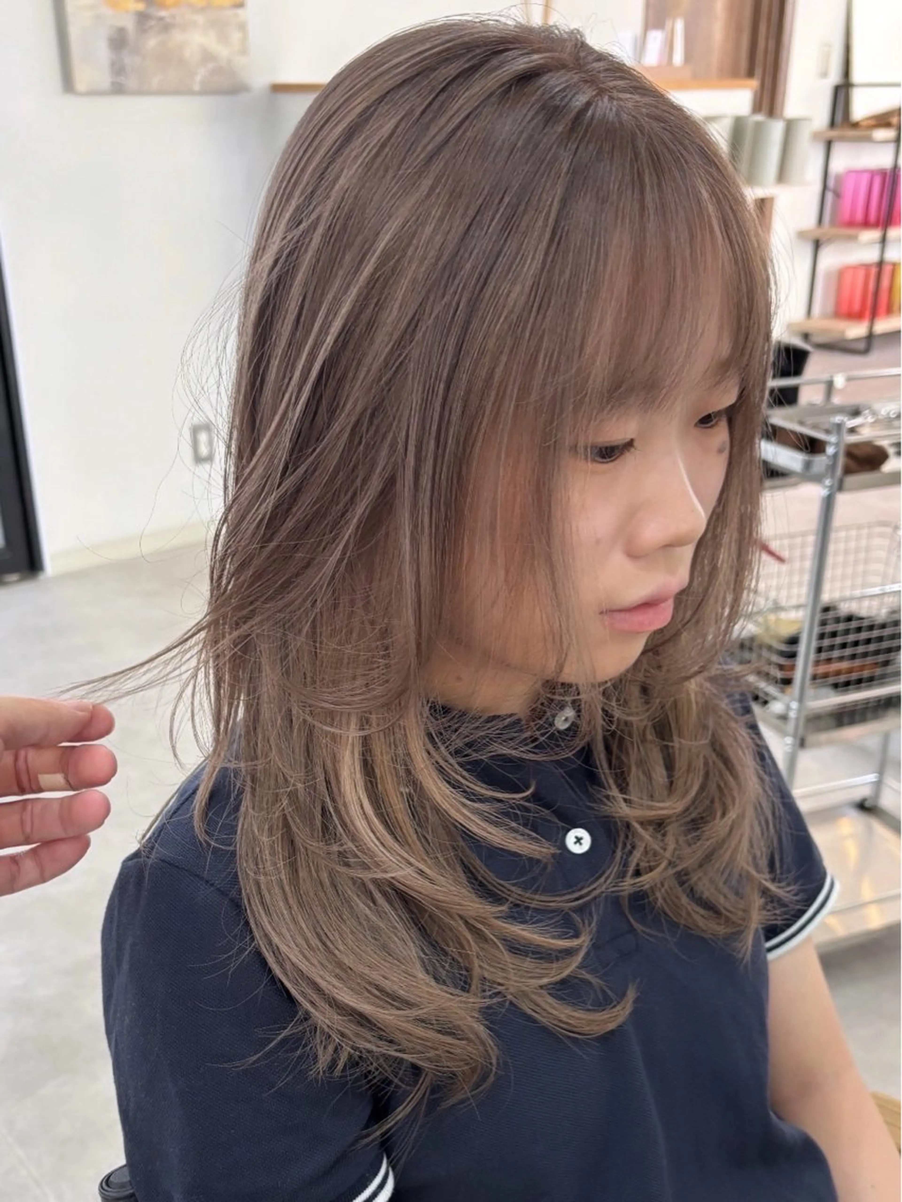 ロング ショートボブ ボブ ハイライト レイヤーカット 縮毛矯正 カット ヘアカラー SUZU/岡山/矯正 ブリーチ/レイヤーのヘアスタイル
