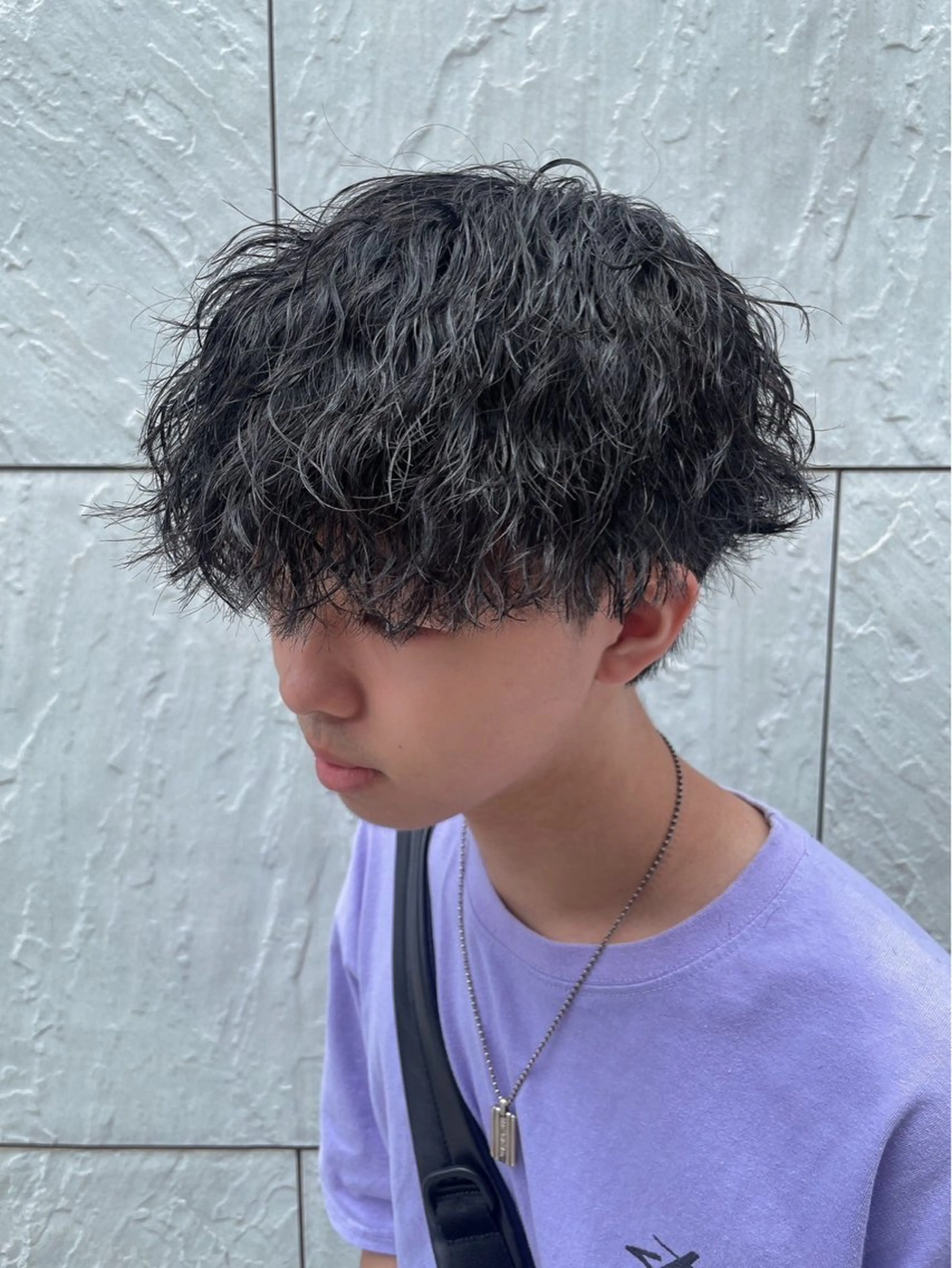 ショート パーマ メンズ カット パーマ ヘアセット 町田/波巻き/ シャドウ/メンズのヘアスタイル