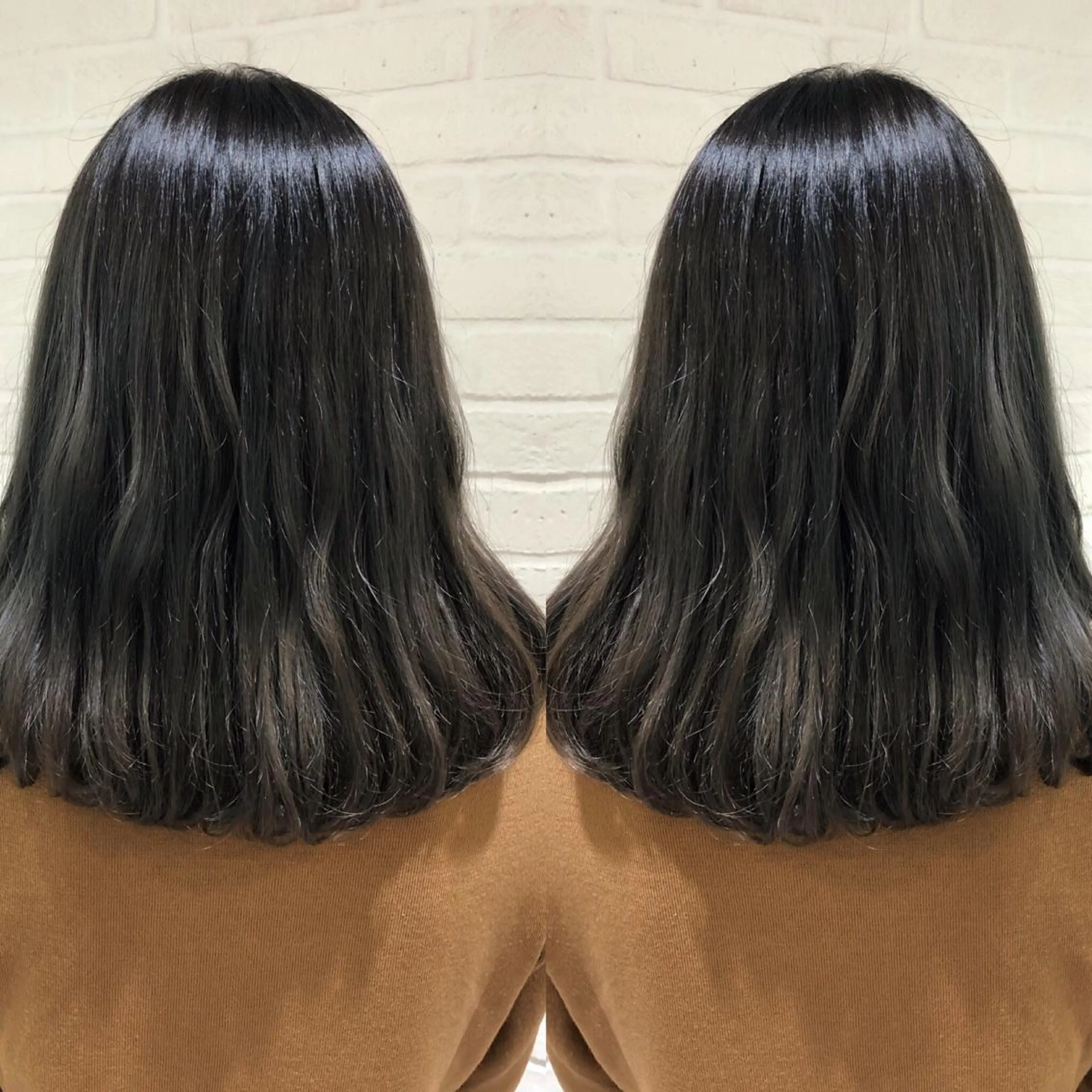 セミロング アッシュ アッシュグレー あらき ちさとのヘアスタイル