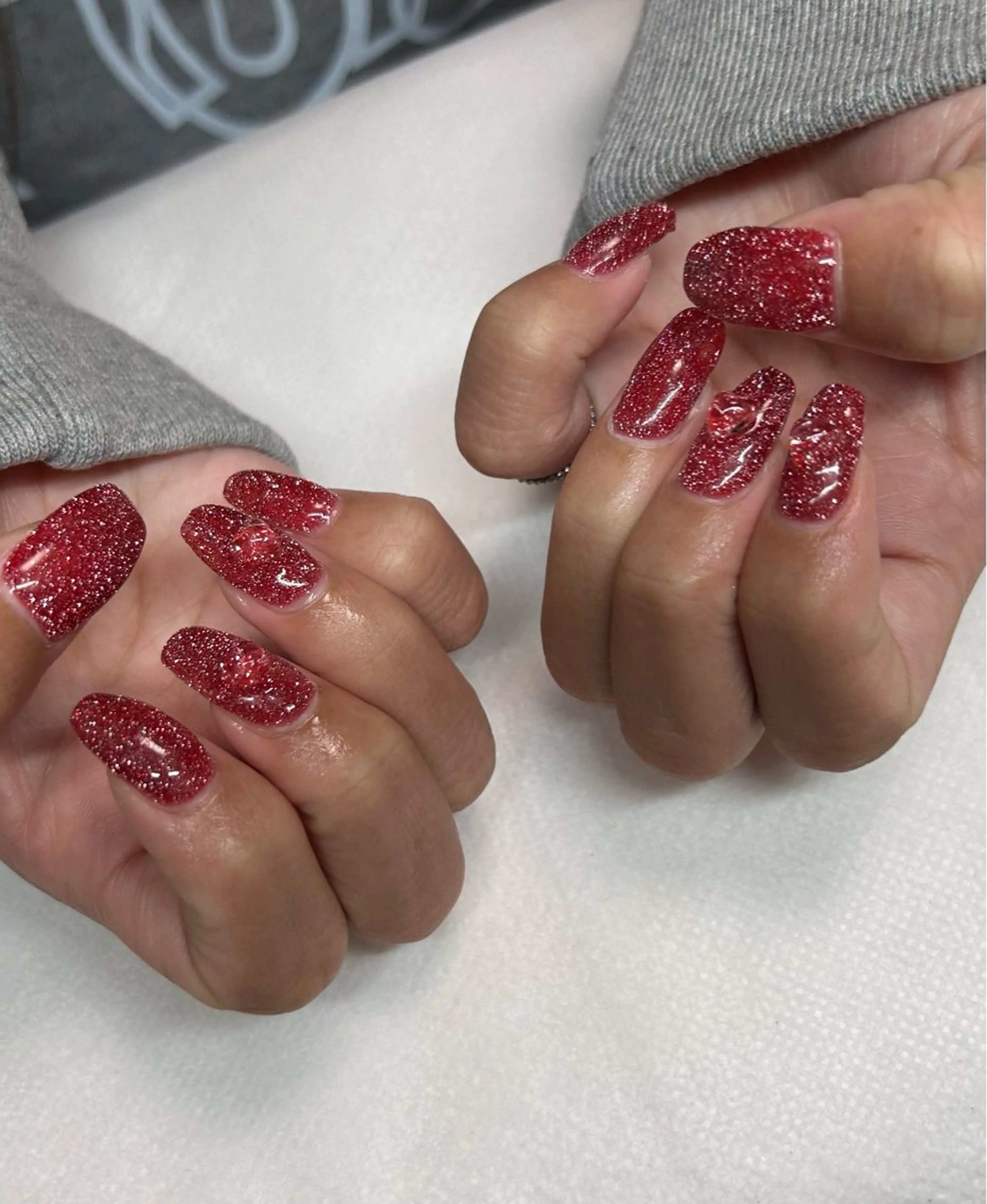 ネイル フラッシュネイル ハート ワンカラーネイル 赤色 Bell Nailのネイルデザイン