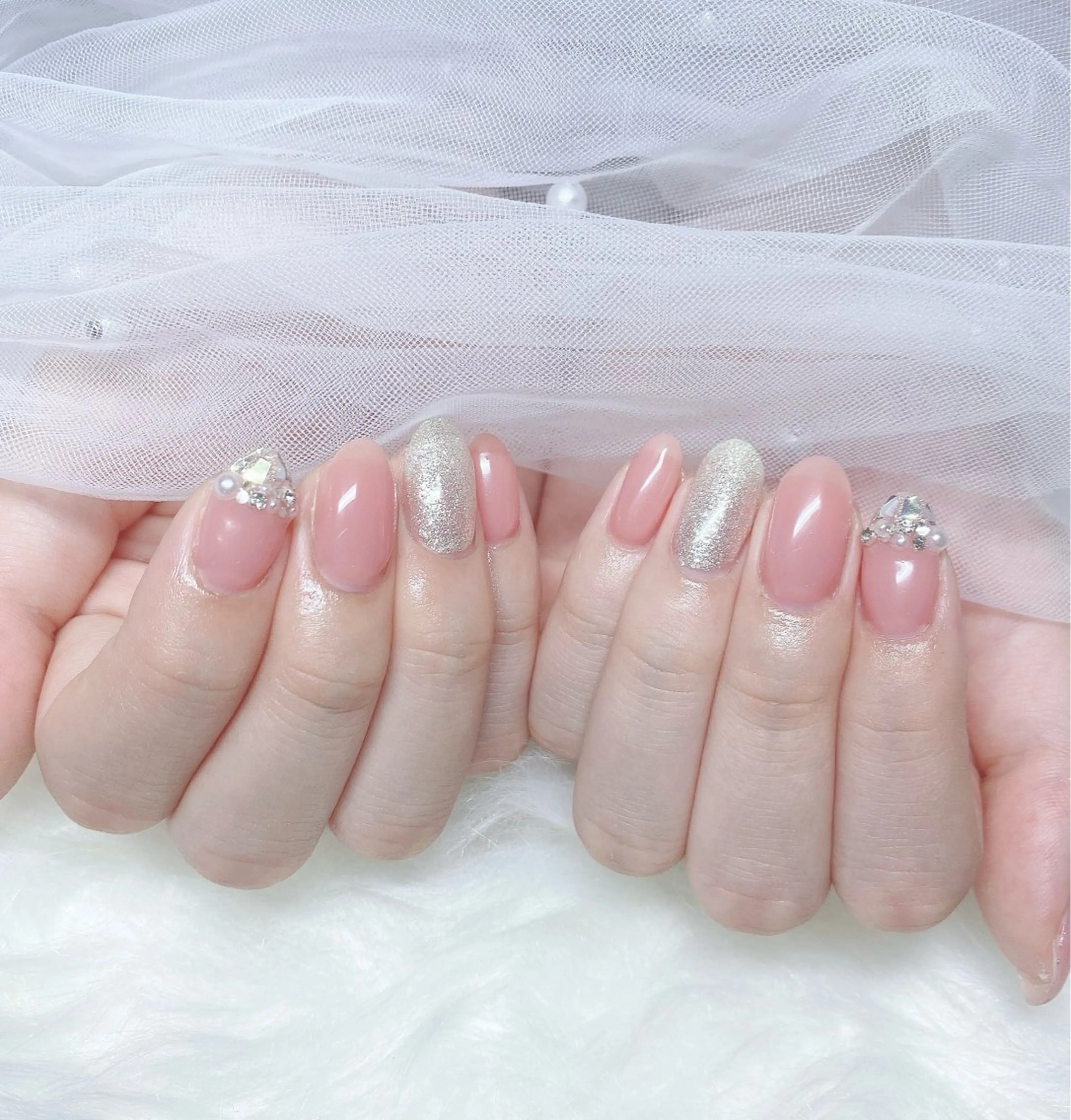 ネイル フレンチネイル ガラスフレンチ ピンク aba nail 🤍 yunaのネイルデザイン