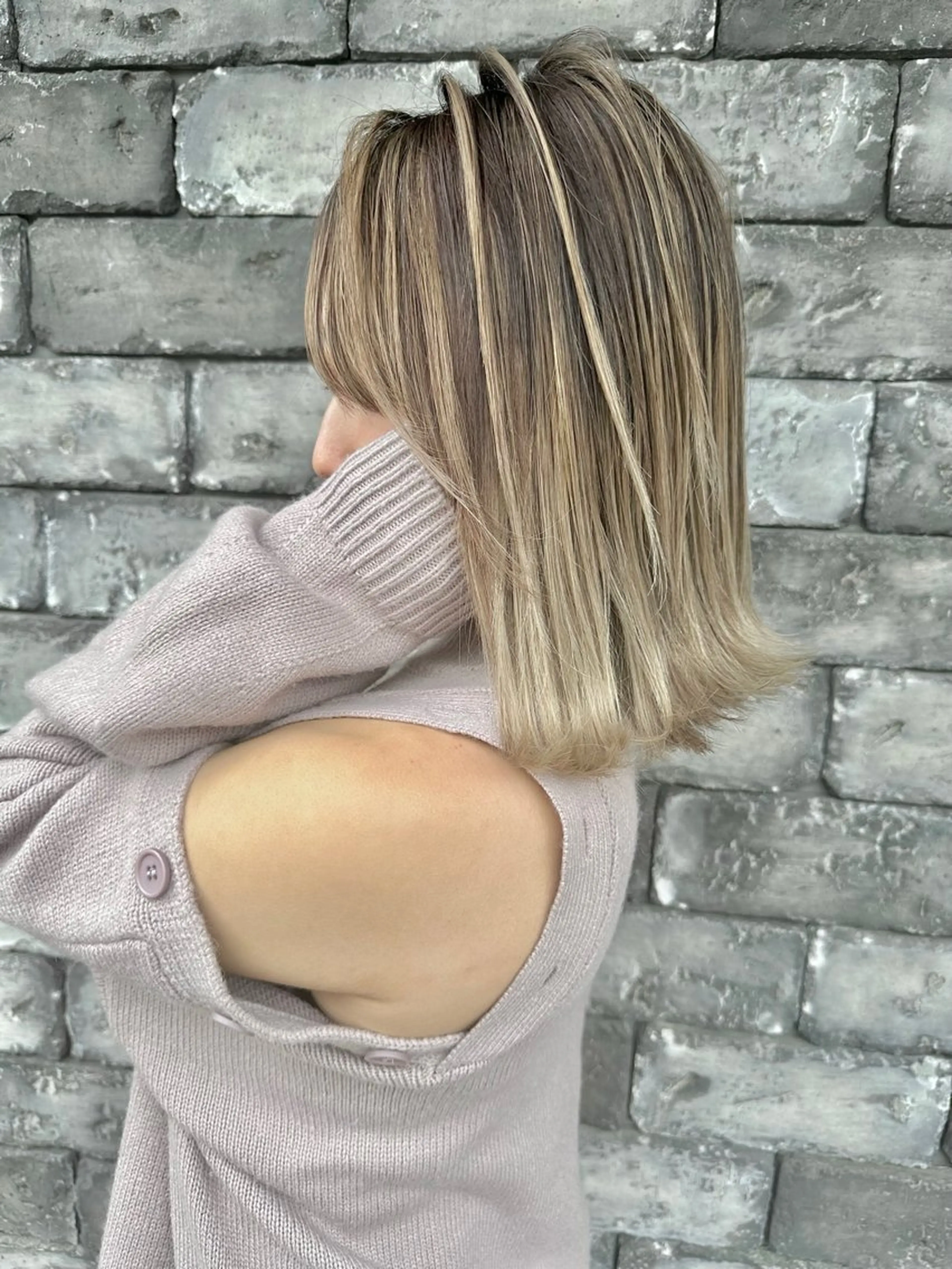 セミロング カラー バレイヤージュ レイヤーカット ヘアカラー トリートメント ヘアセット 💘カラー特化美容師 尾崎拓己のヘアスタイル