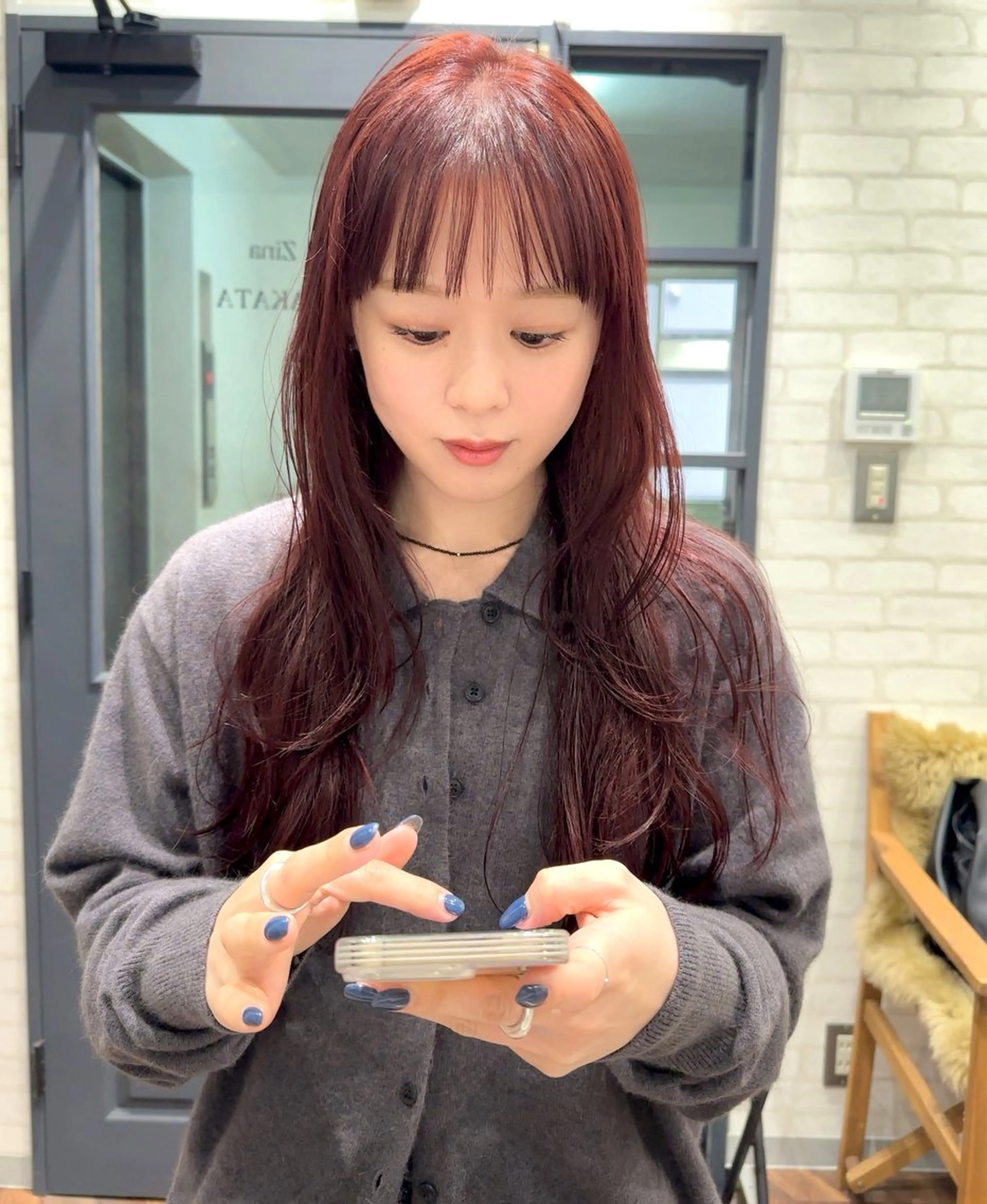 ロング カラー ラベンダーカラー レッドカラー ハッシュカット カット ヘアカラー トリートメント レイヤー/ボブ/ 顔周り/yukinaのヘアスタイル