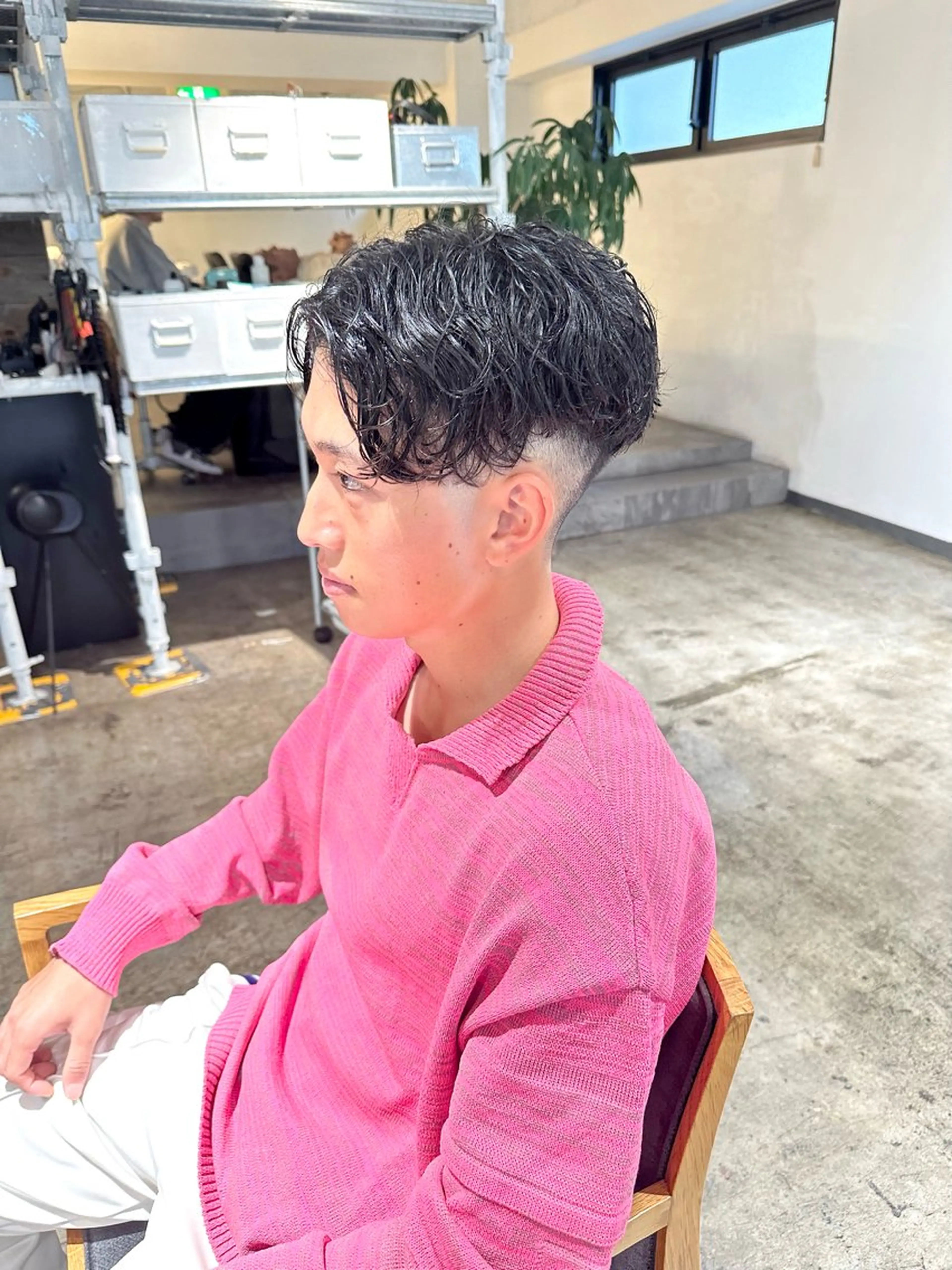 メンズ センターパート フェードカット メンズパーマ スキンフェード 刈り上げ カット 骨格補正施術/メンズ 専門美容師/YUYAのヘアスタイル