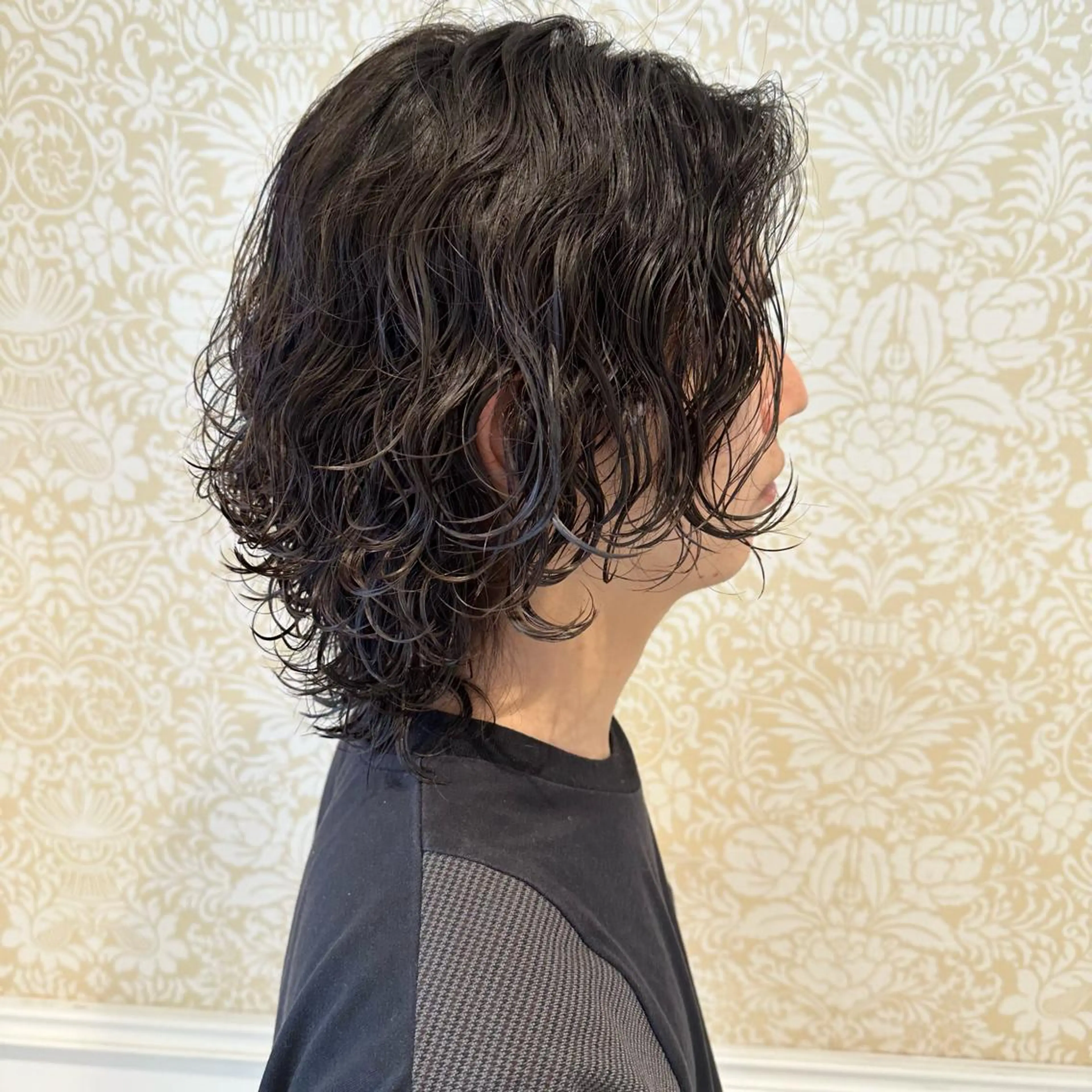 セミロング パーマ メンズ カット パーマ トリートメント 暖色系カラー🍊 オオネヨシナリのヘアスタイル