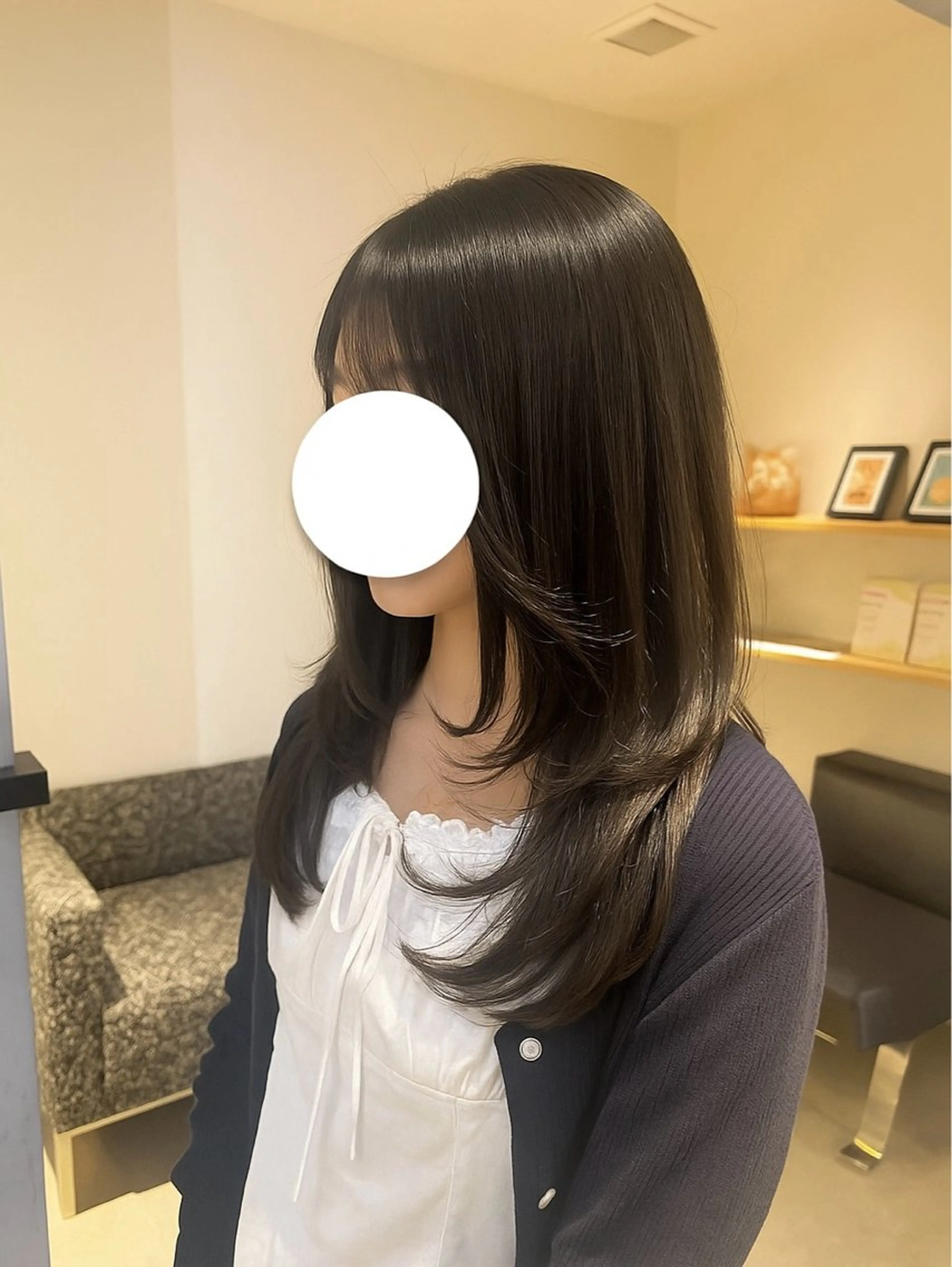 ロング 顔まわりレイヤー 顔周りカット レイヤーカット カット AYU (ému) 伏見/髪質改善のヘアスタイル