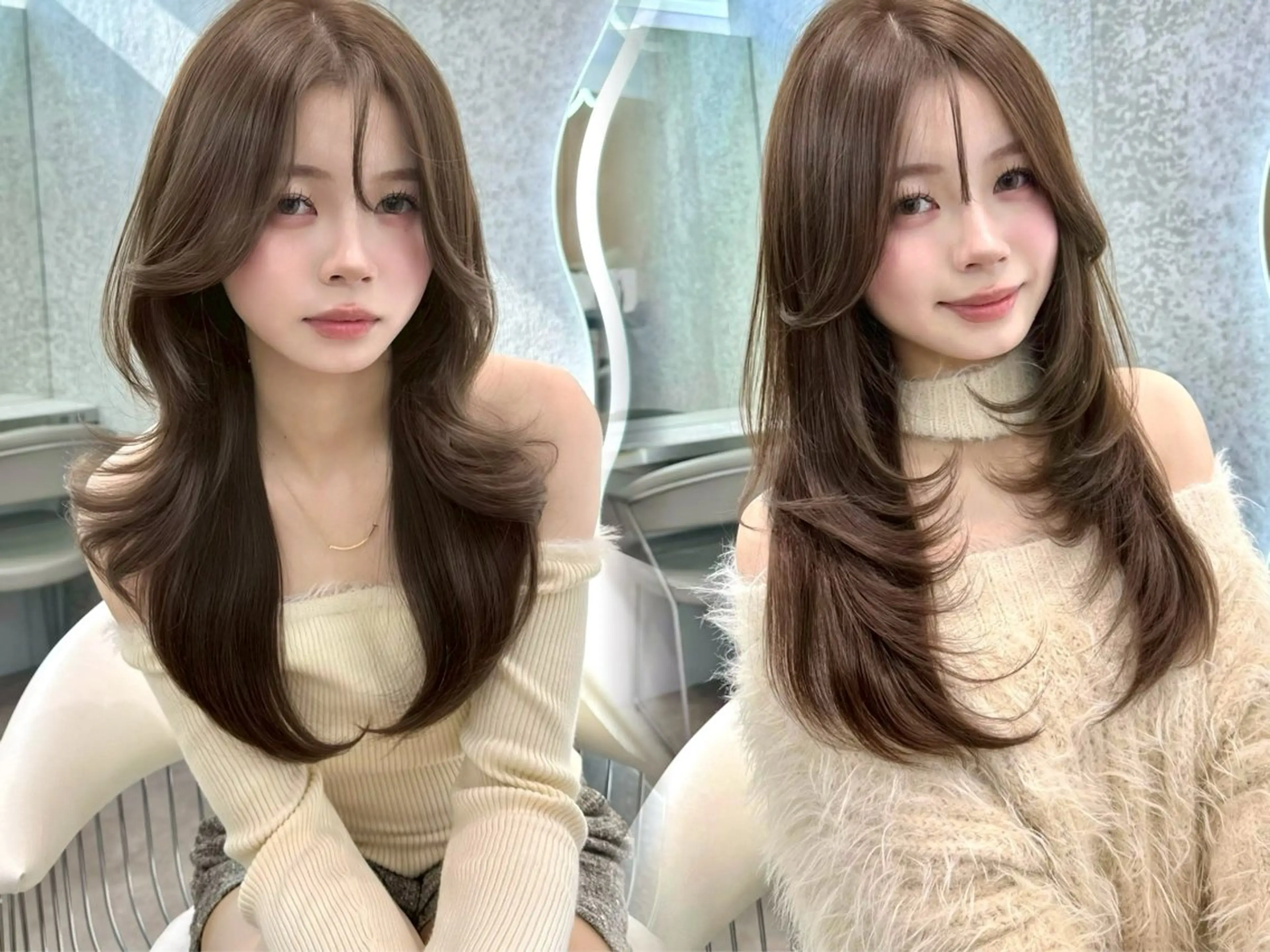 ロング ミスズ トレンド✨ カット🩵🩶のヘアスタイル