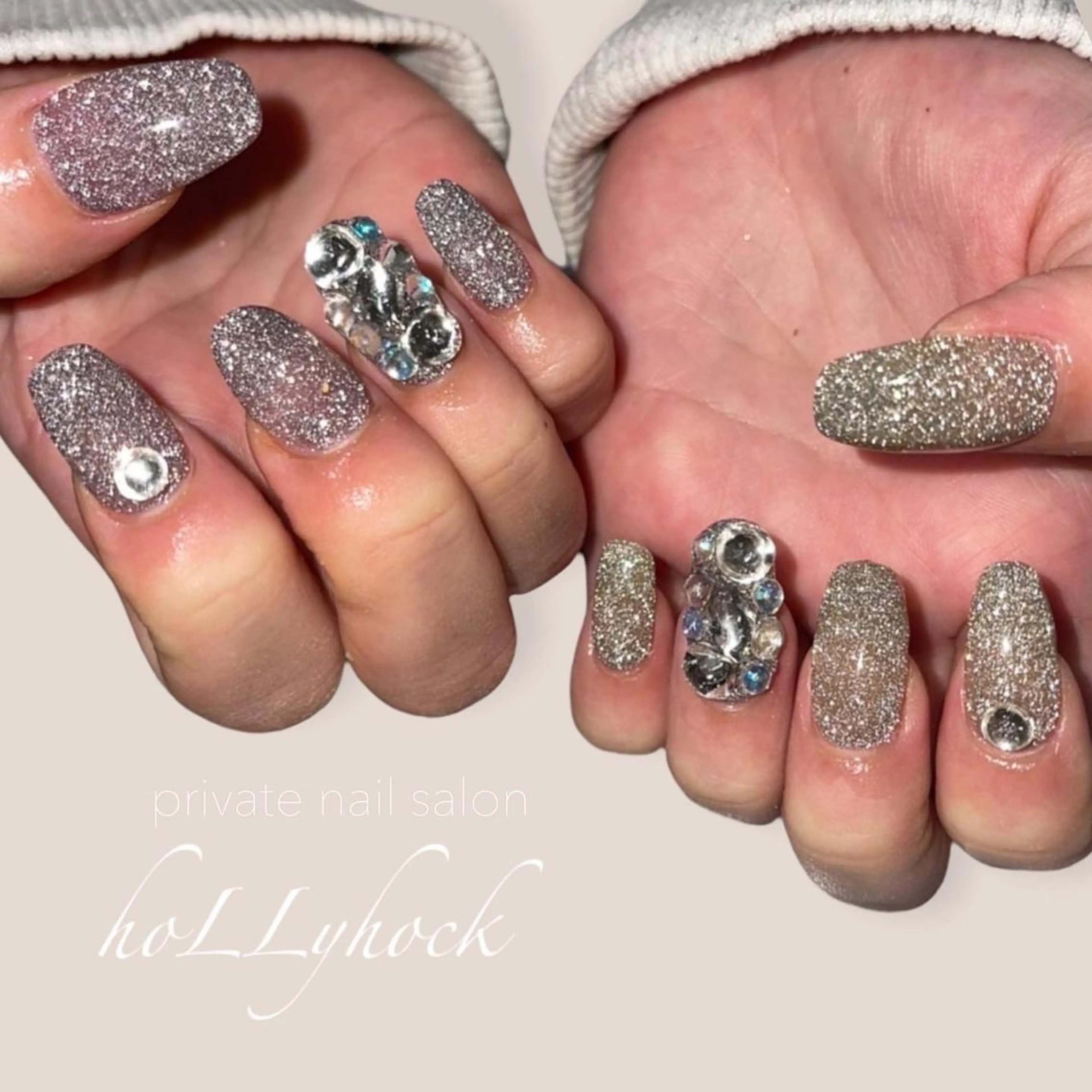 ネイル アートネイル フラッシュネイル マグネットネイル ニュアンスネイル ハンドネイル nail salon hoLLyhockのネイルデザイン