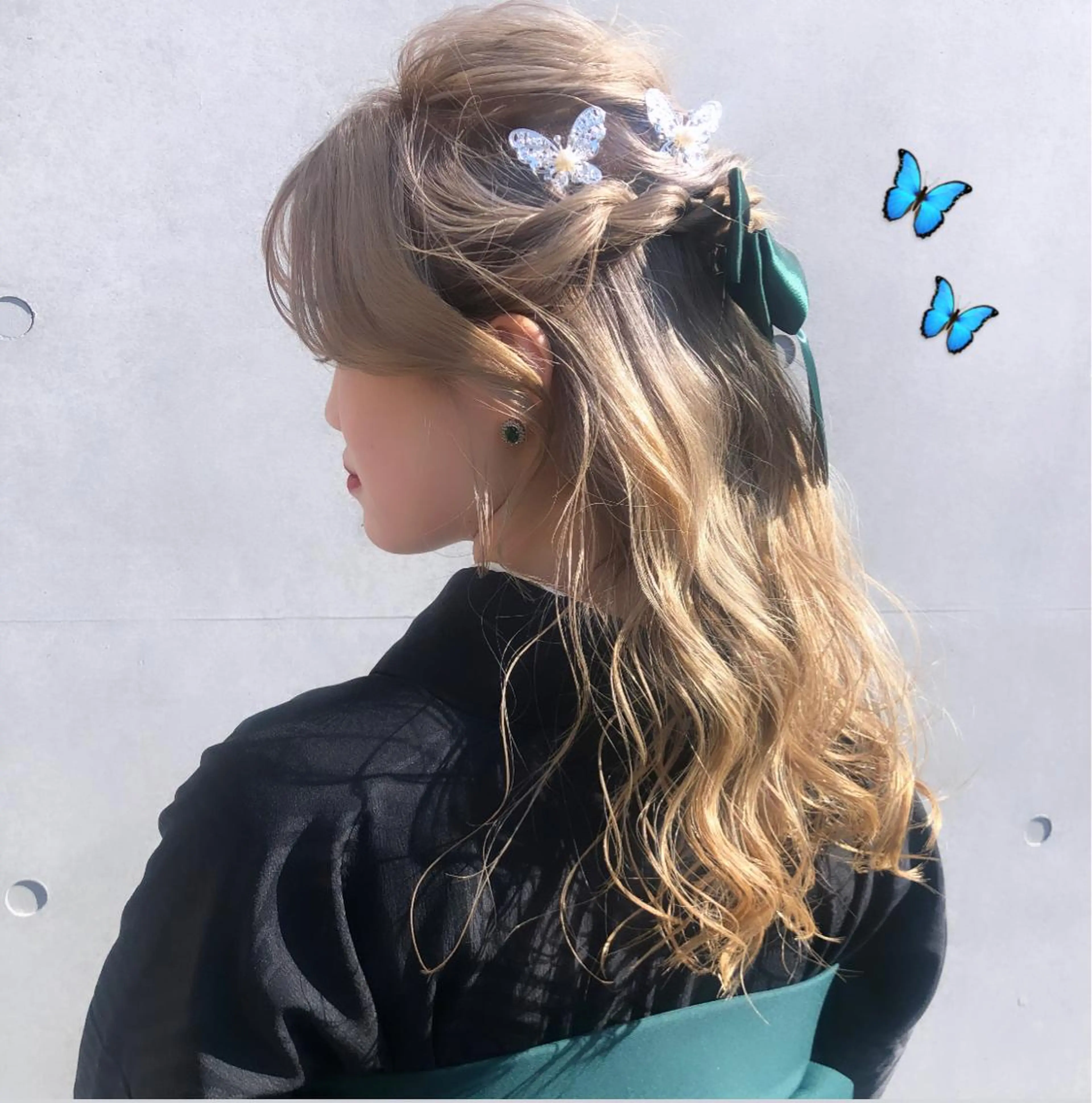 カラー ヘアアレンジ 成人式 ベージュカラー ハイトーンカラー ハイトーンベージュ ブリーチなし透明感カ ラー×韓国ヘア♡ヒデのヘアスタイル