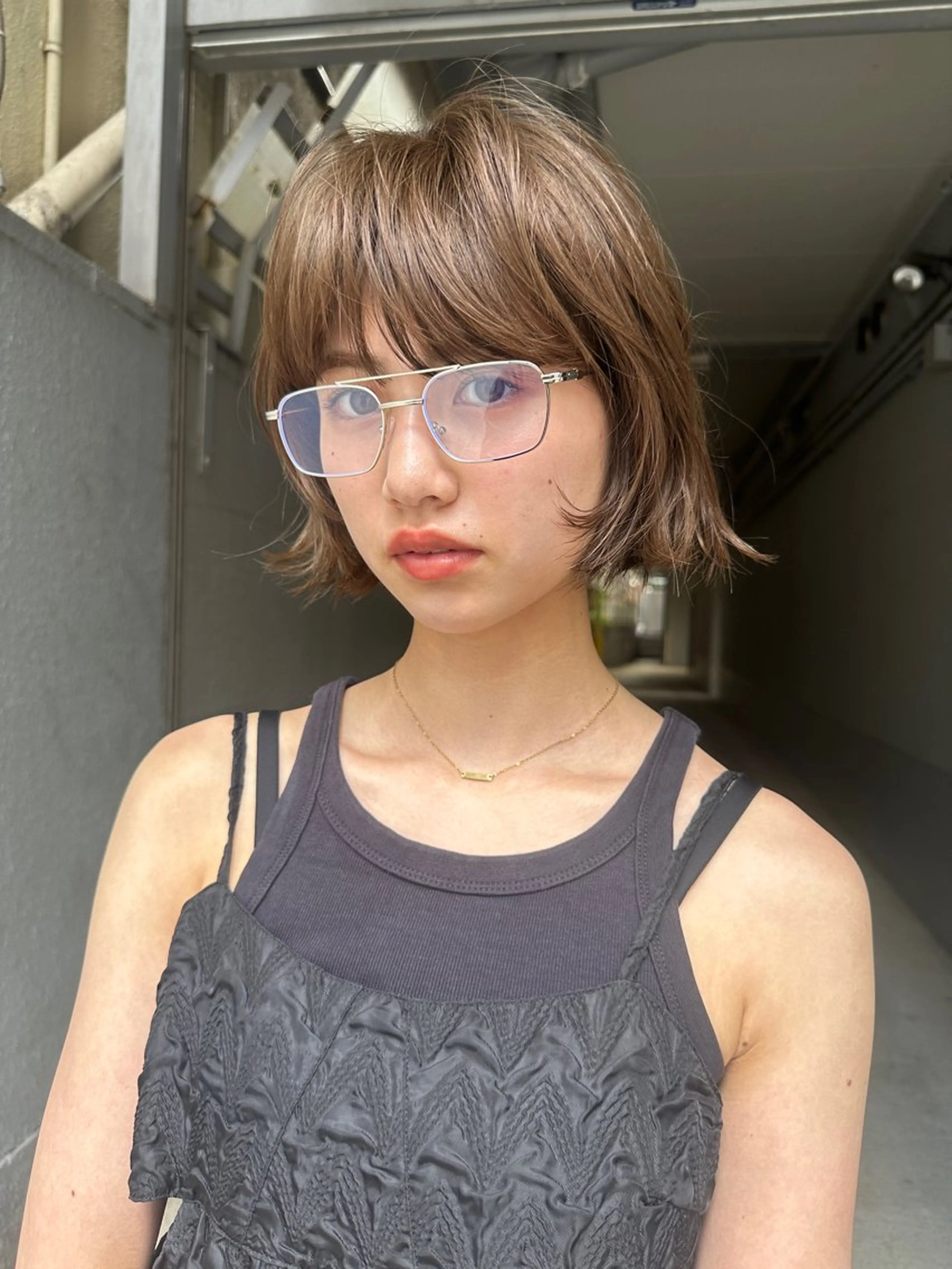 ショート カラー パーマ カット ヘアカラー パーマ ボブ/レイヤー/ケア パーマ/透明感カラーのヘアスタイル