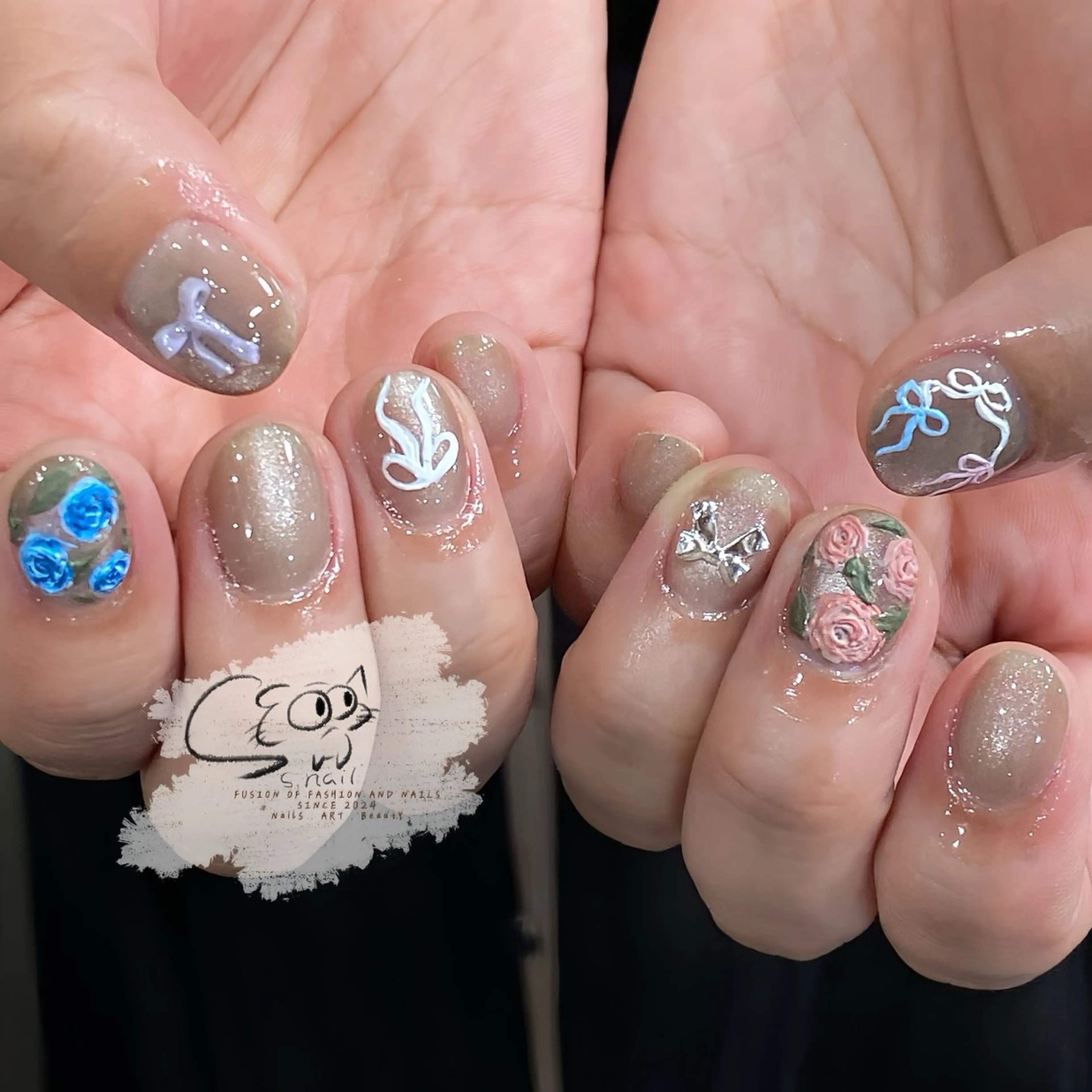 ネイル フレンチネイル ジェルネイル キラキラネイル ラメ(グリッター) マグネットネイル ハンドネイル S.nail所属・S.nail _のネイルデザイン